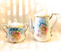 Blue Floral Reinhold Schlegelmilch Sugar Bowl and Creamer # 26890