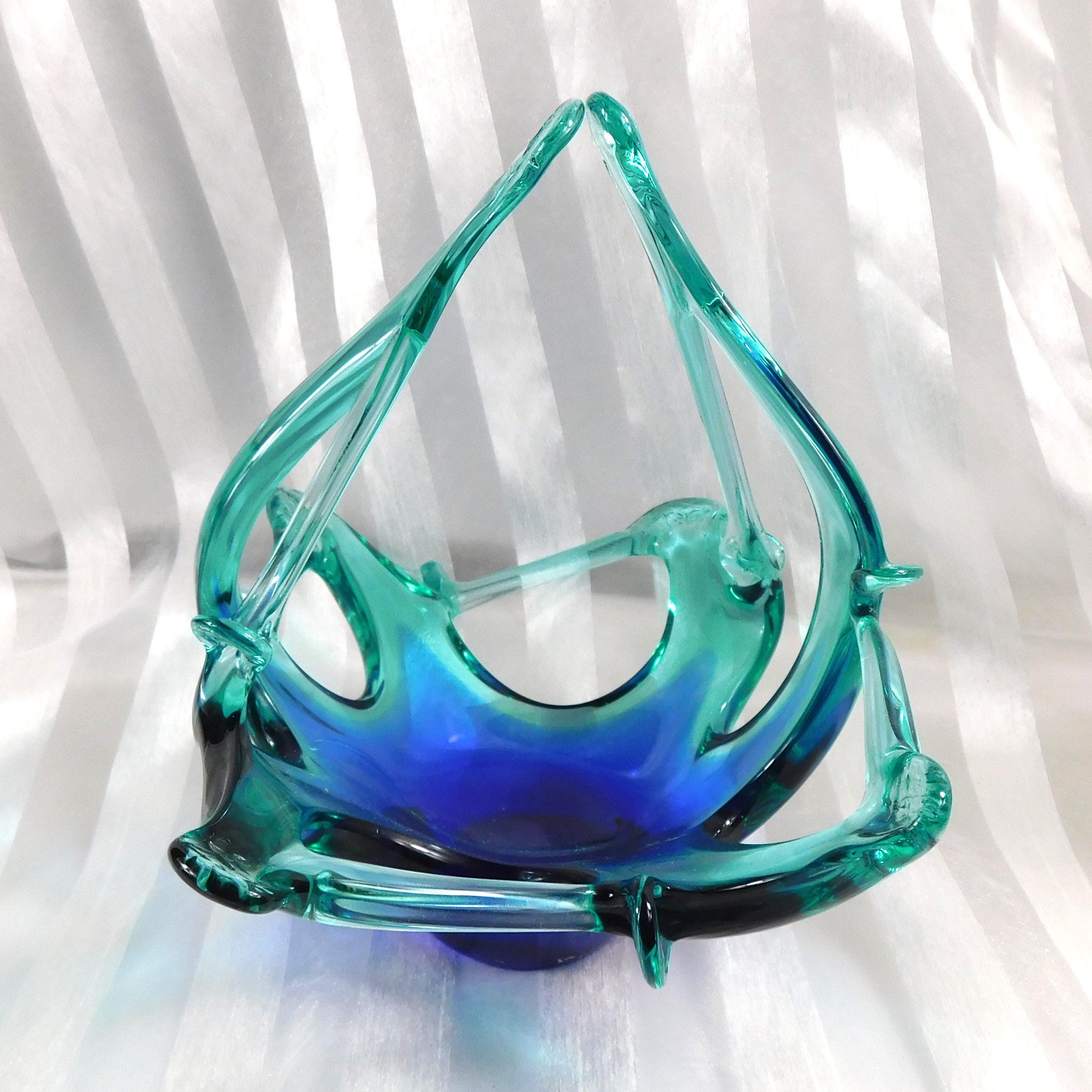 Blue and Teal Blue Art Glas Bowl # 26781