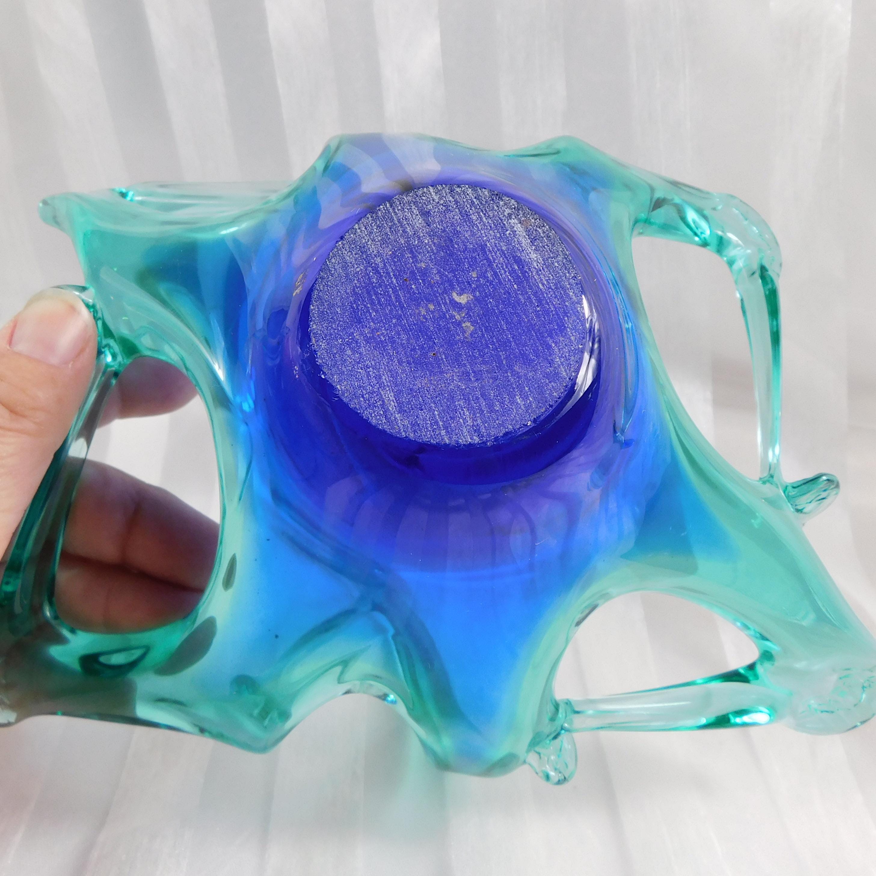 Blue and Teal Blue Art Glas Bowl # 26781