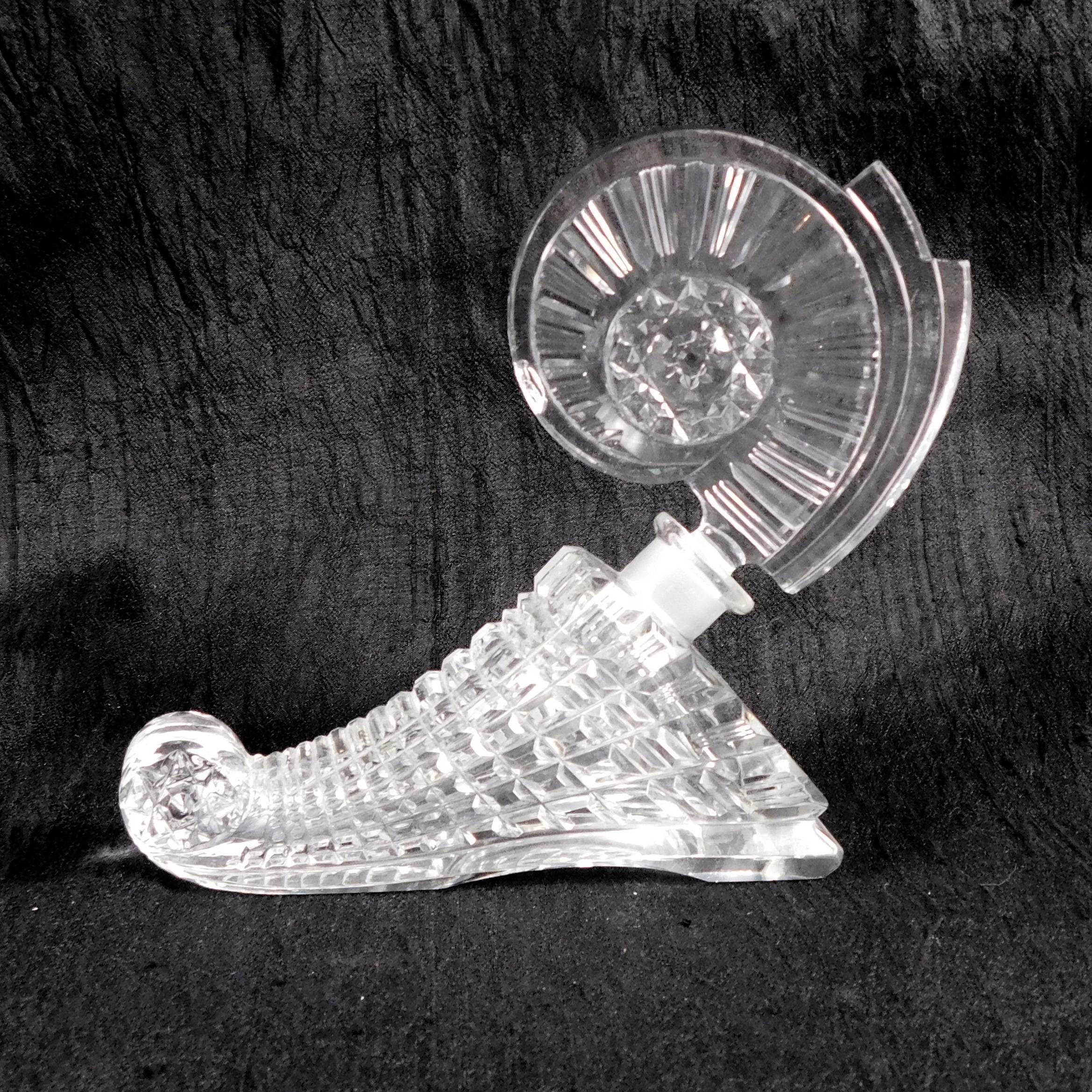 Clear Cut Glass Lay Down Perfume Bottle with Large Stopper # 26819