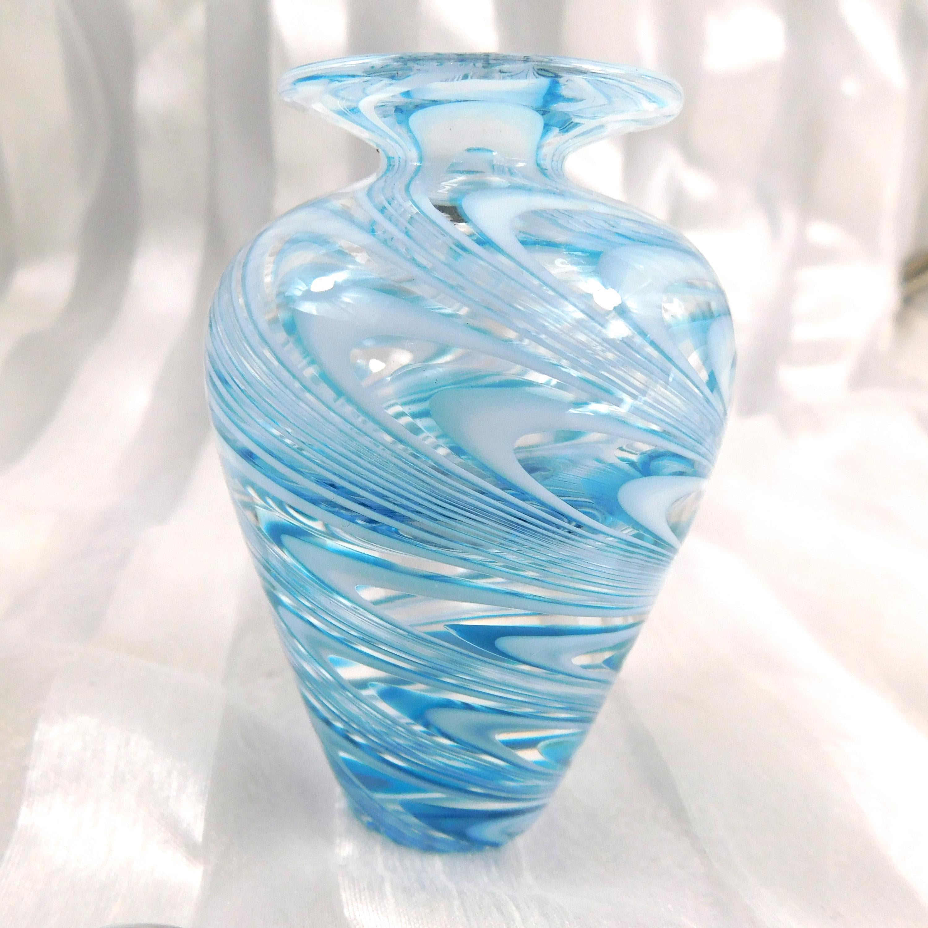 Blue and White Signed Art Glass Perfume Bottle # 27000