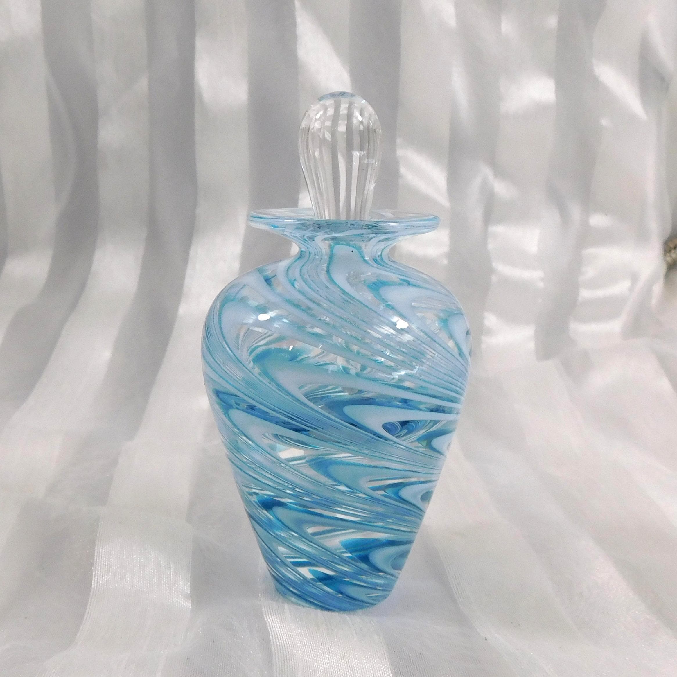 Blue and White Signed Art Glass Perfume Bottle # 27000