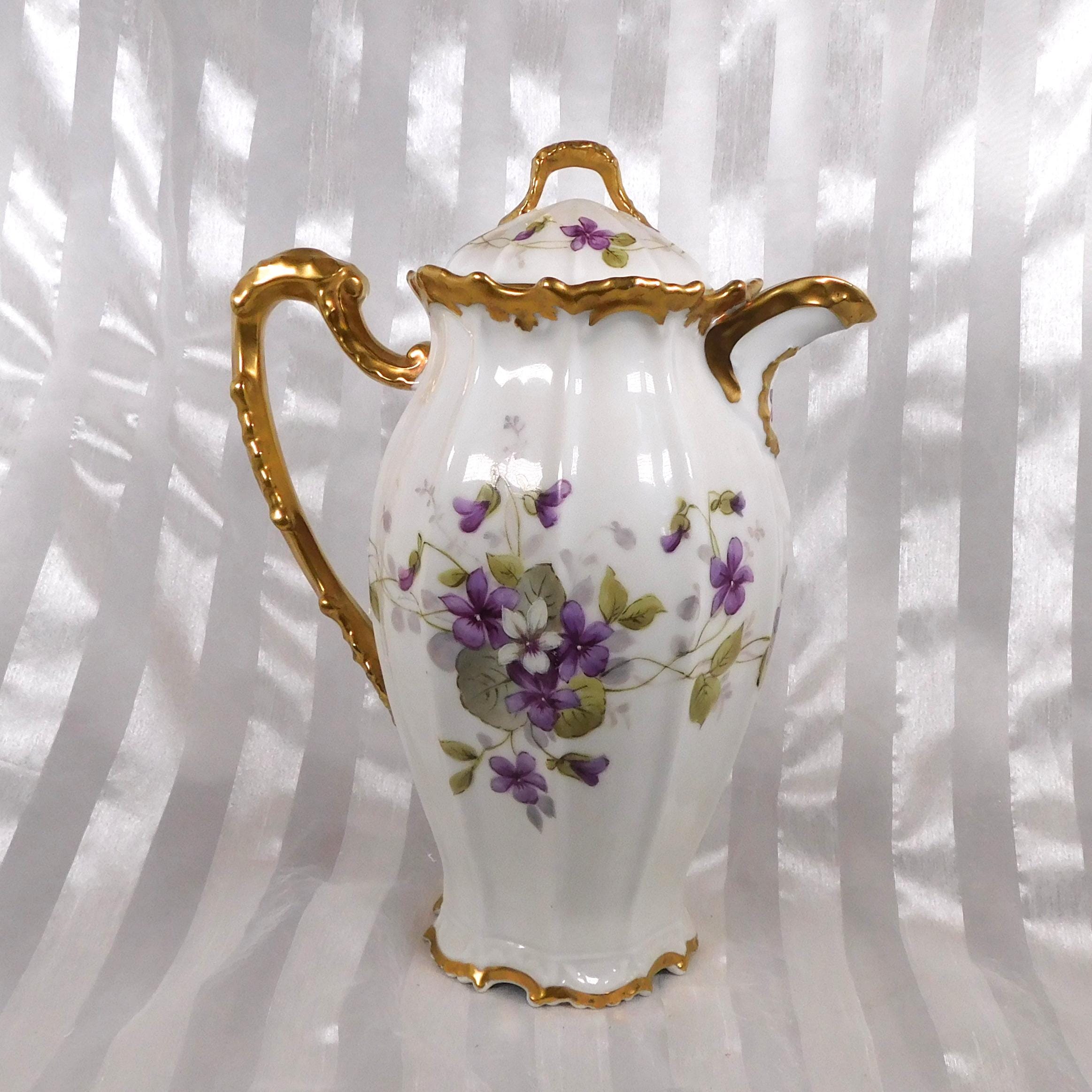 Coiffe at Cie Limoges Chocolate Pot with Violets  # 26391