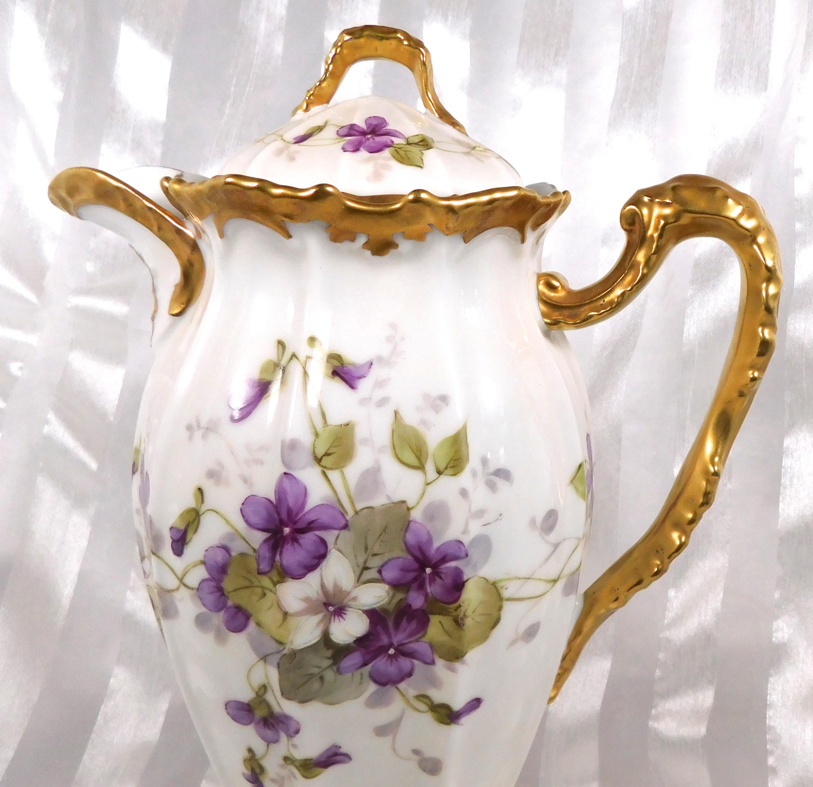 Coiffe at Cie Limoges Chocolate Pot with Violets  # 26391