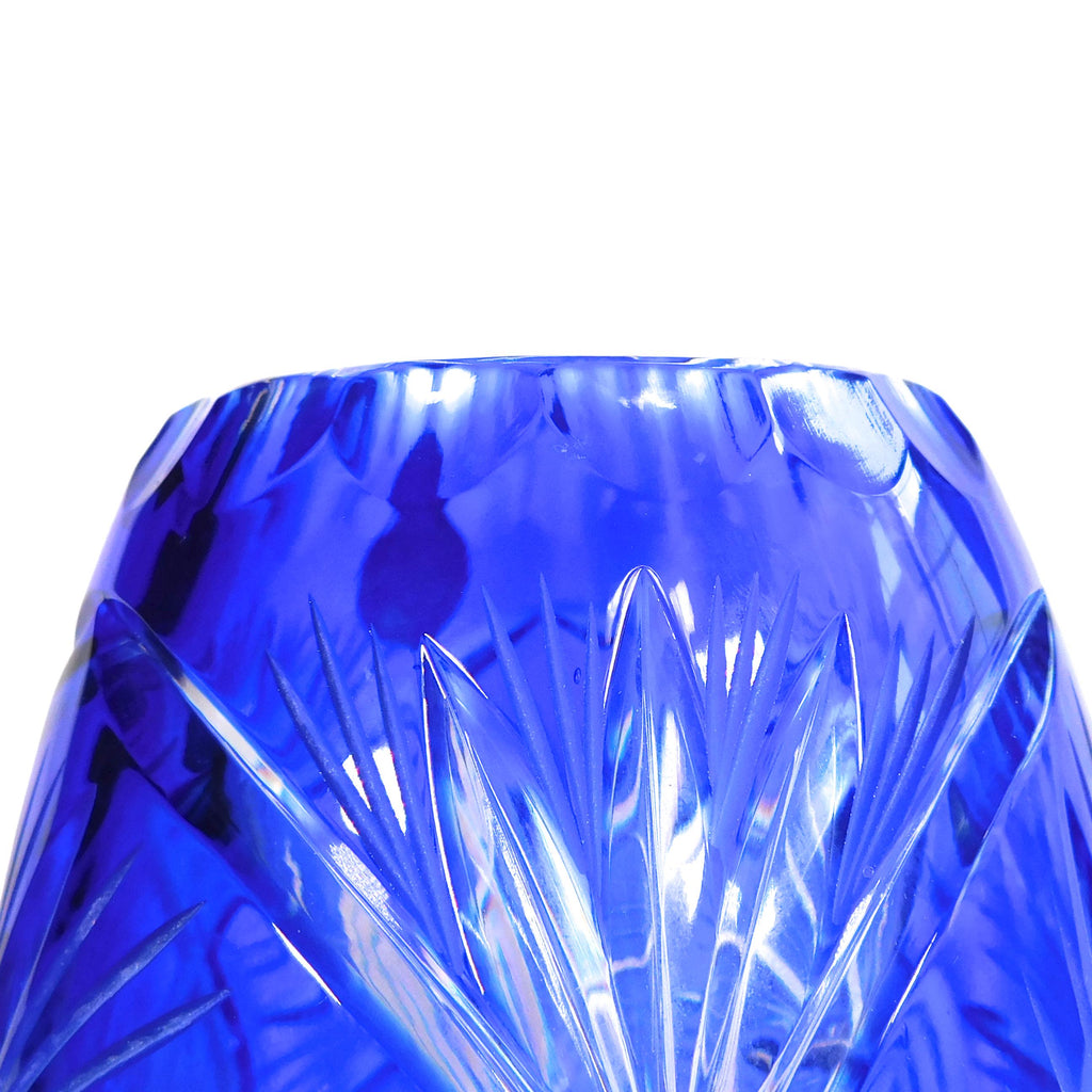 Blue Cut to Clear Crystal Clear of Poland Vase # 22206