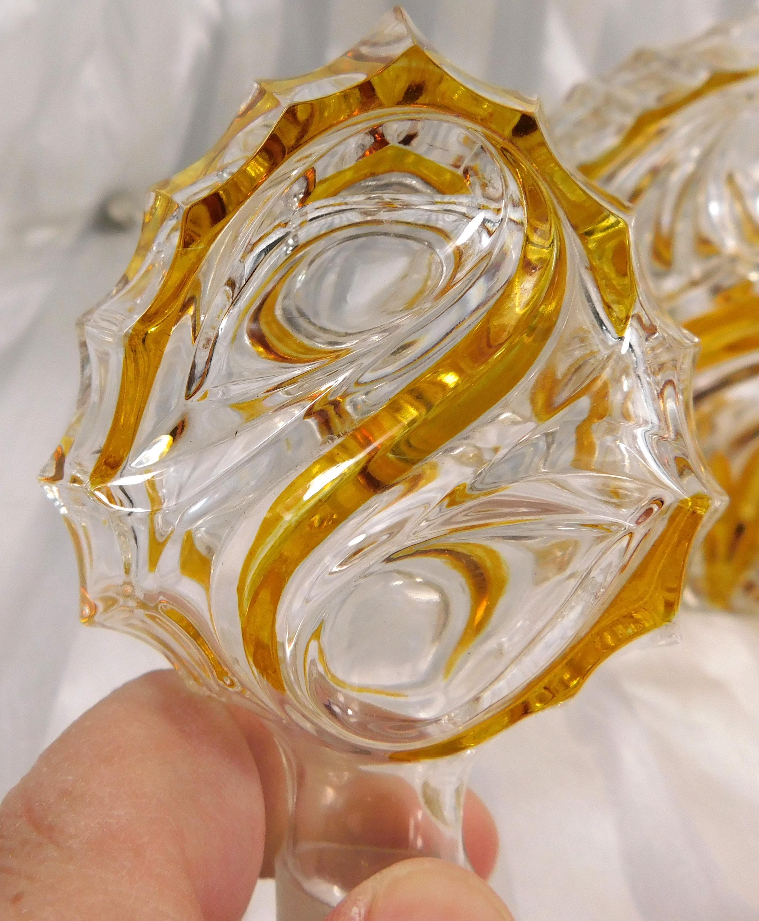 Clear and Yellow Glass Decanter # 27023