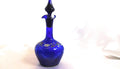 Blue Glass Bottle with  Flowers # 25169