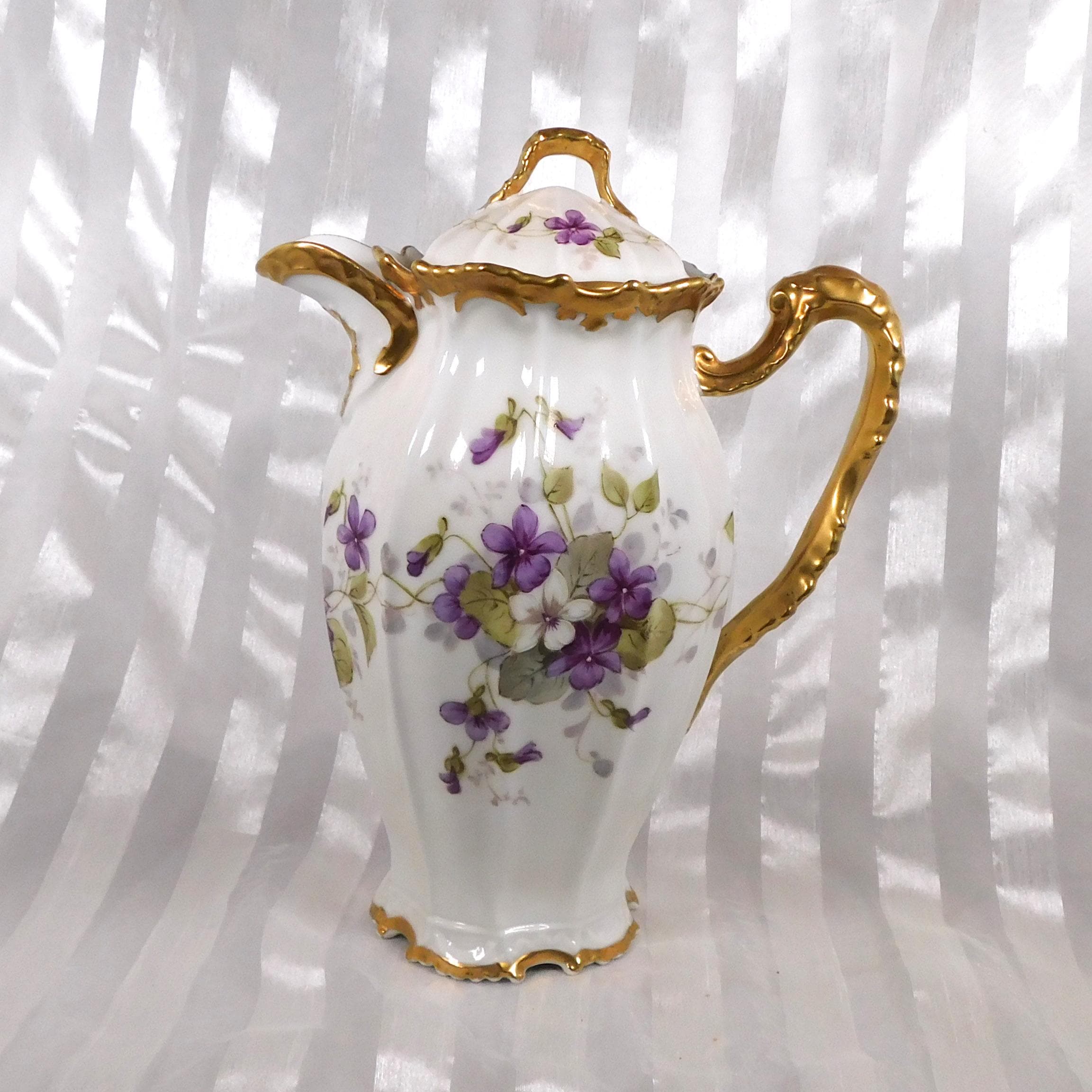Coiffe at Cie Limoges Chocolate Pot with Violets  # 26391