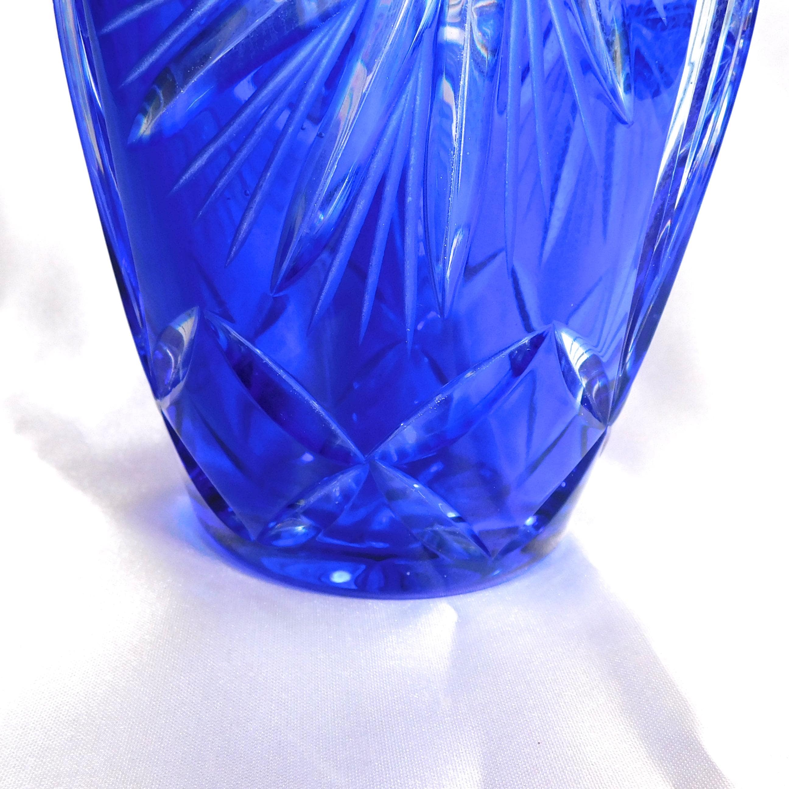 Blue Cut to Clear Crystal Clear of Poland Vase # 22206