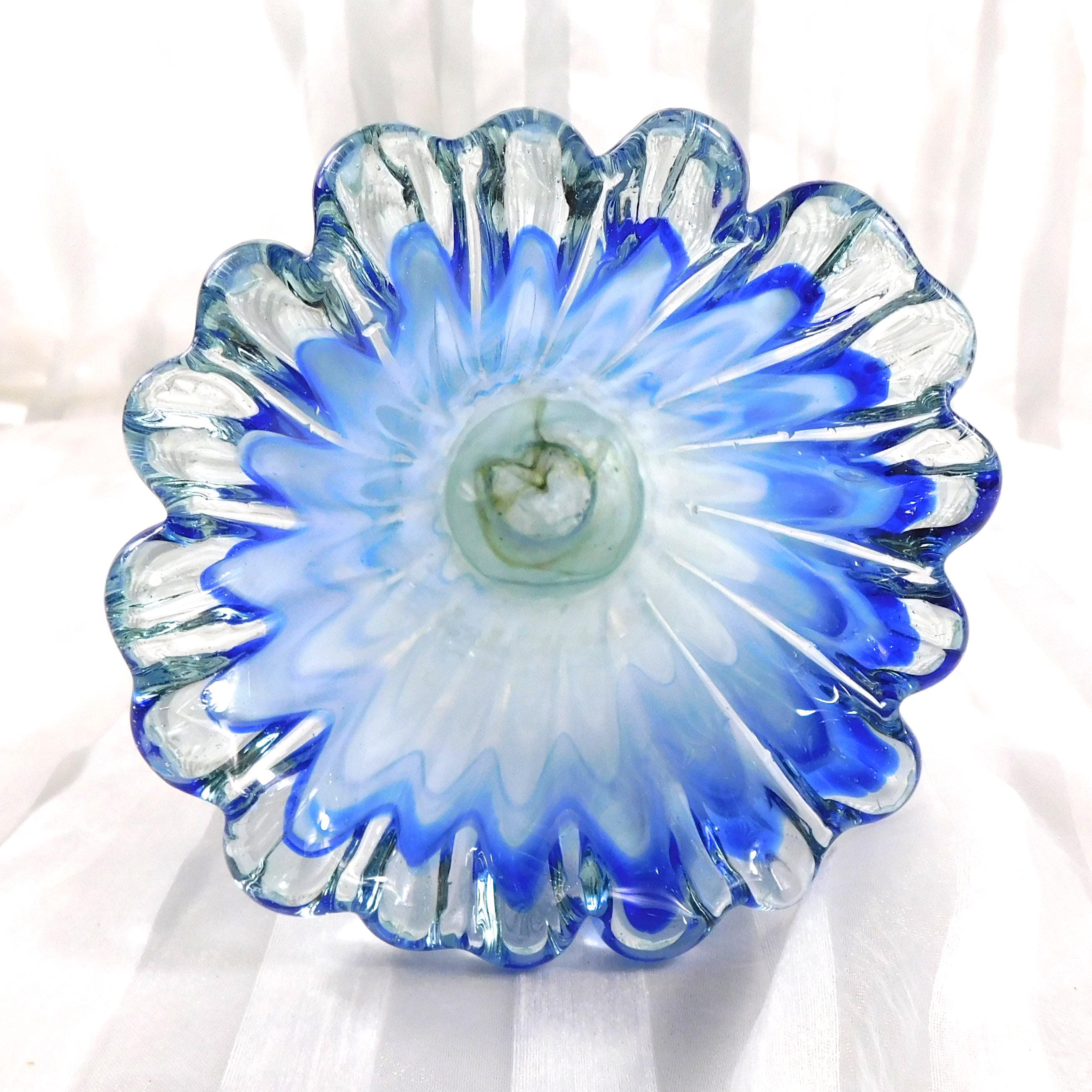 Blue and White Unmarked Art Glass Vase # 27132