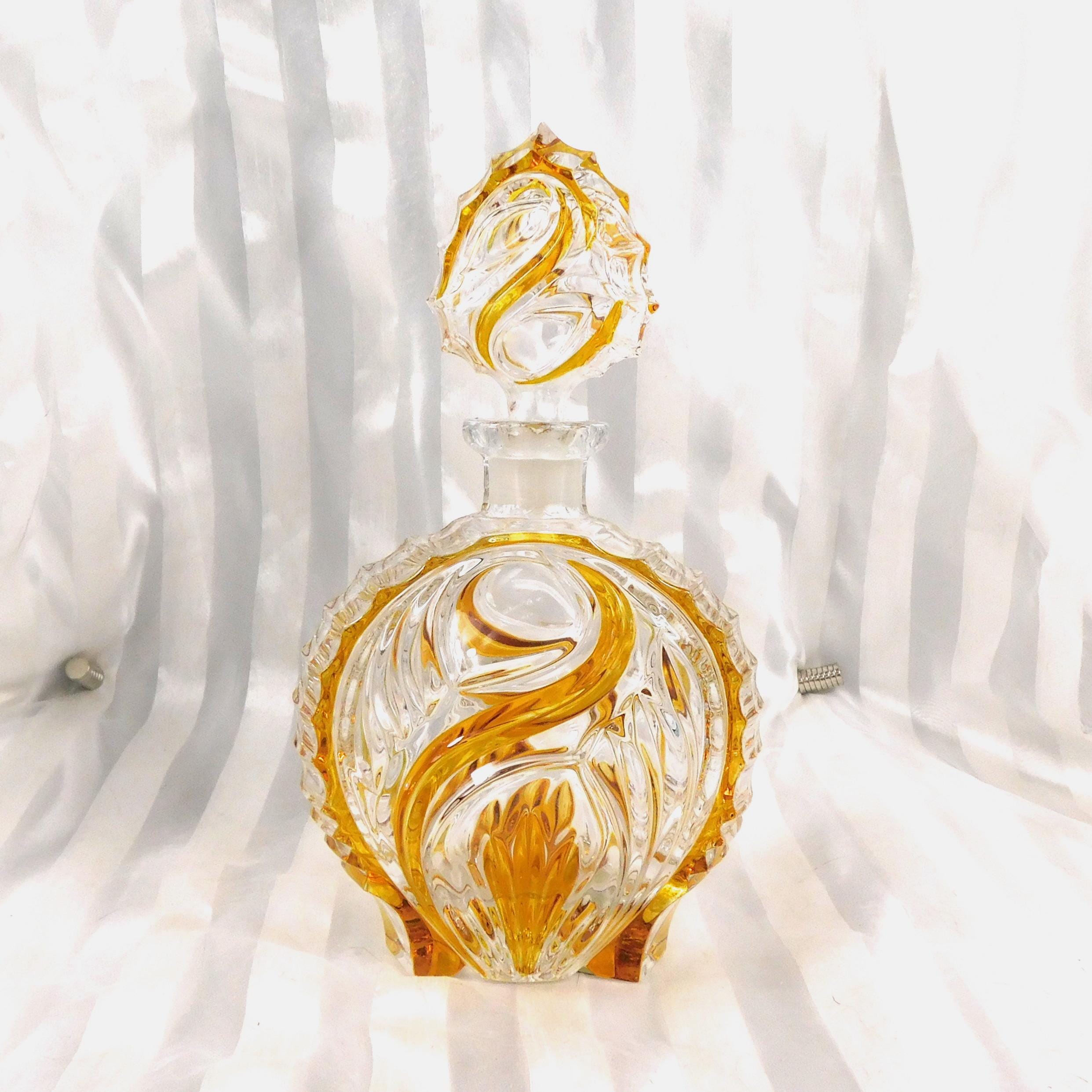 Clear and Yellow Glass Decanter # 27023