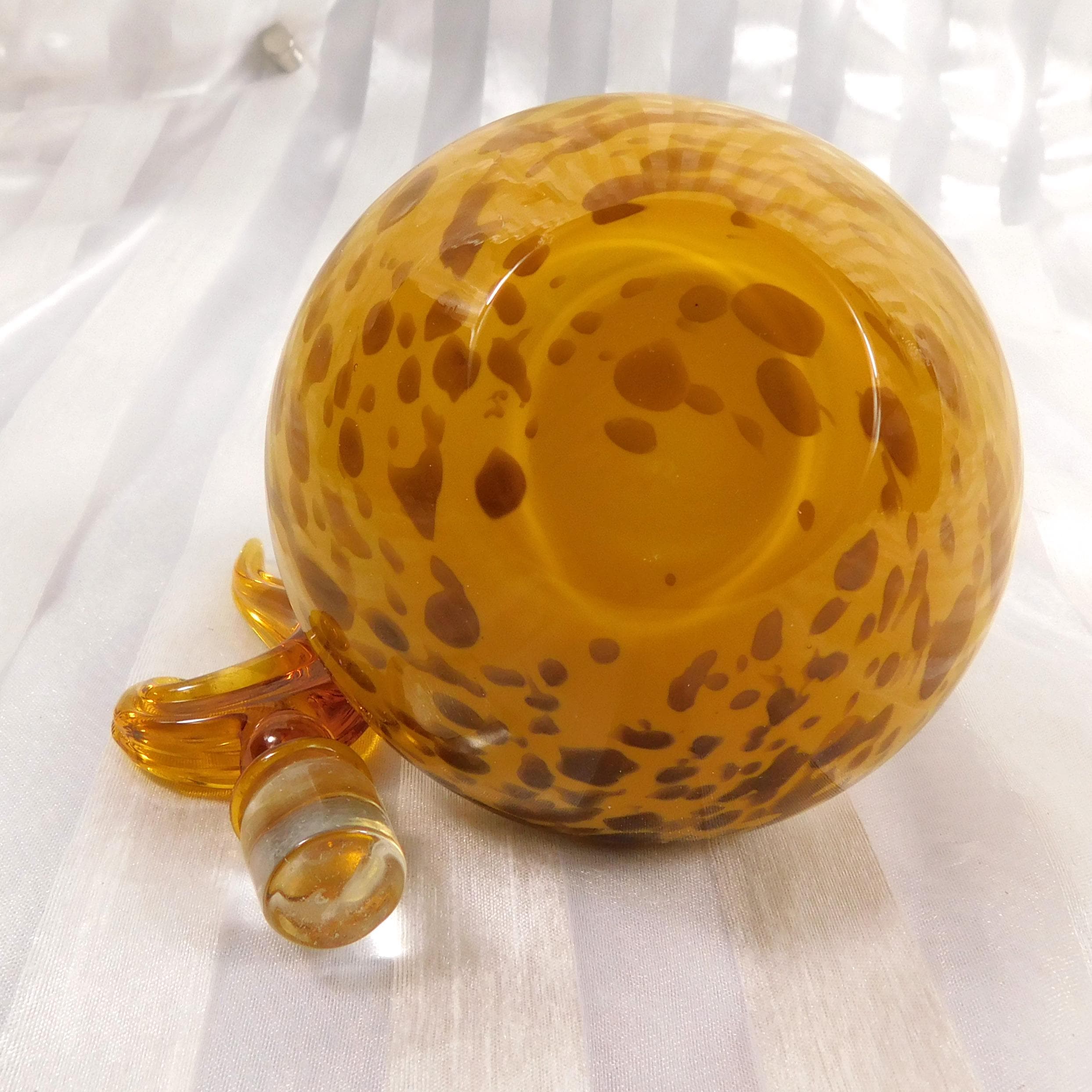Cream and Brown Perfume Bottle with Unique Glass Stopper # 27124