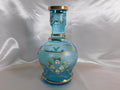 Blue Glass Vase or Jug with Dimensional Flowers # 24808