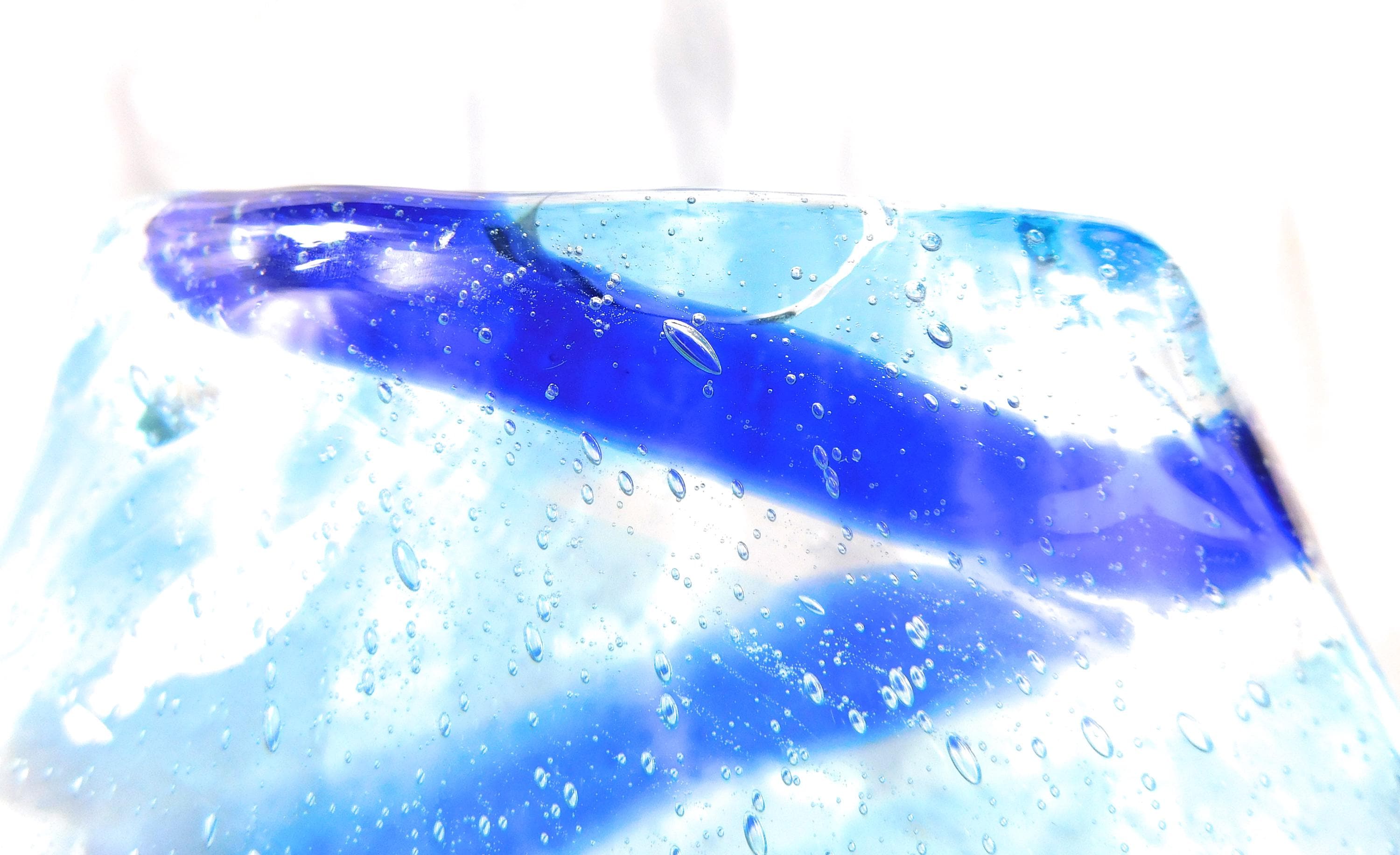 Blue Bullicante Art Glass Vase with Center Hole # 27117