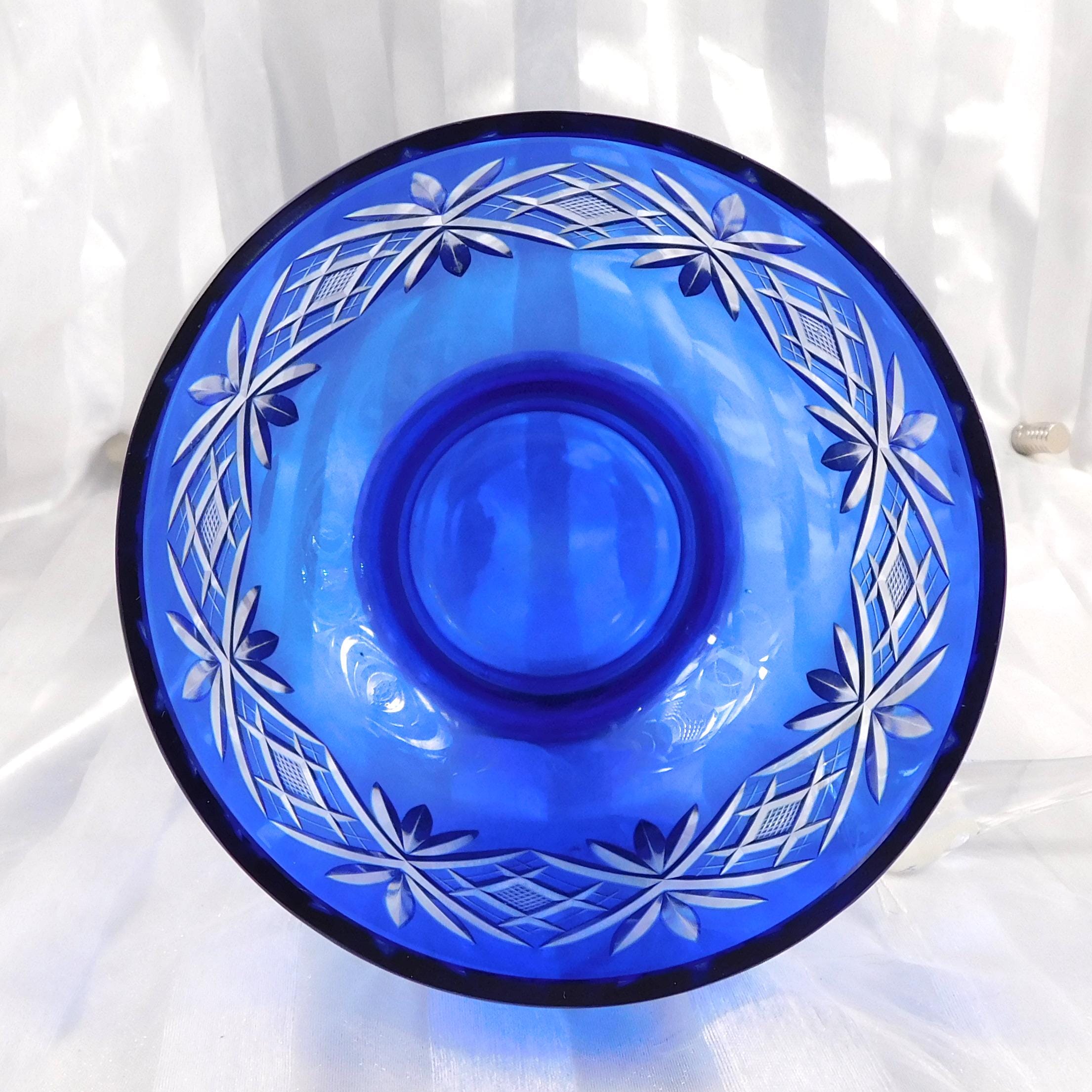 Blue Cut to Clear Vase or Bowl  # 27133