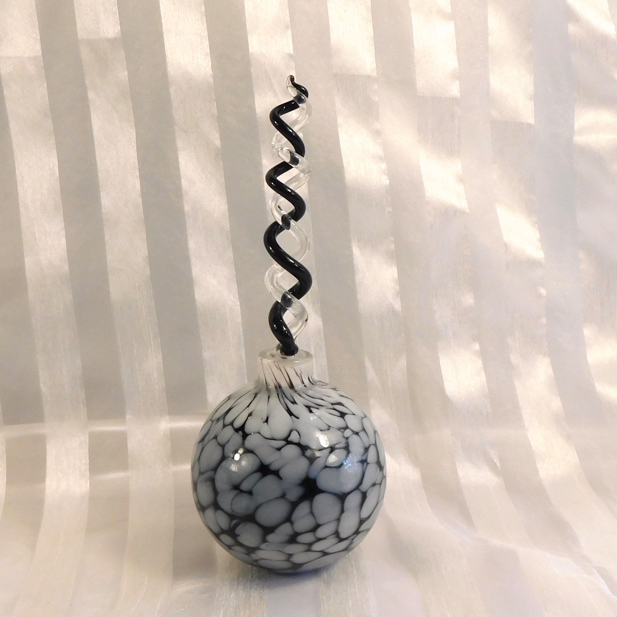 Black and White Swirl Perfume Bottle with Twisted Stopper # 26869