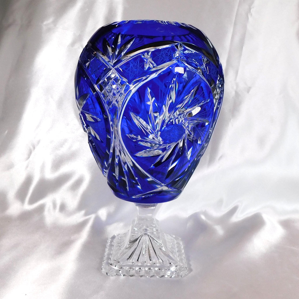 Blue Cut to Clear Footed Vase # 22687
