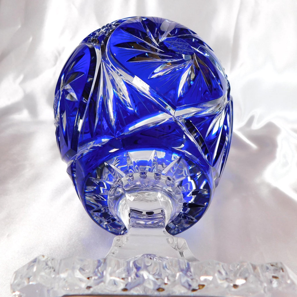 Blue Cut to Clear Footed Vase # 22687
