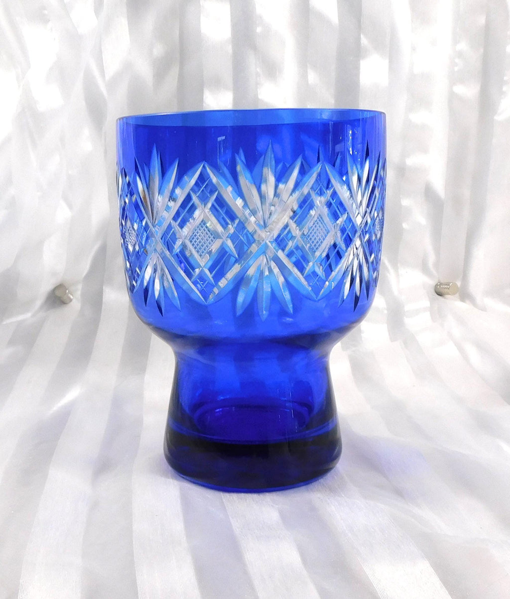 Blue Cut to Clear Vase or Bowl  # 27133