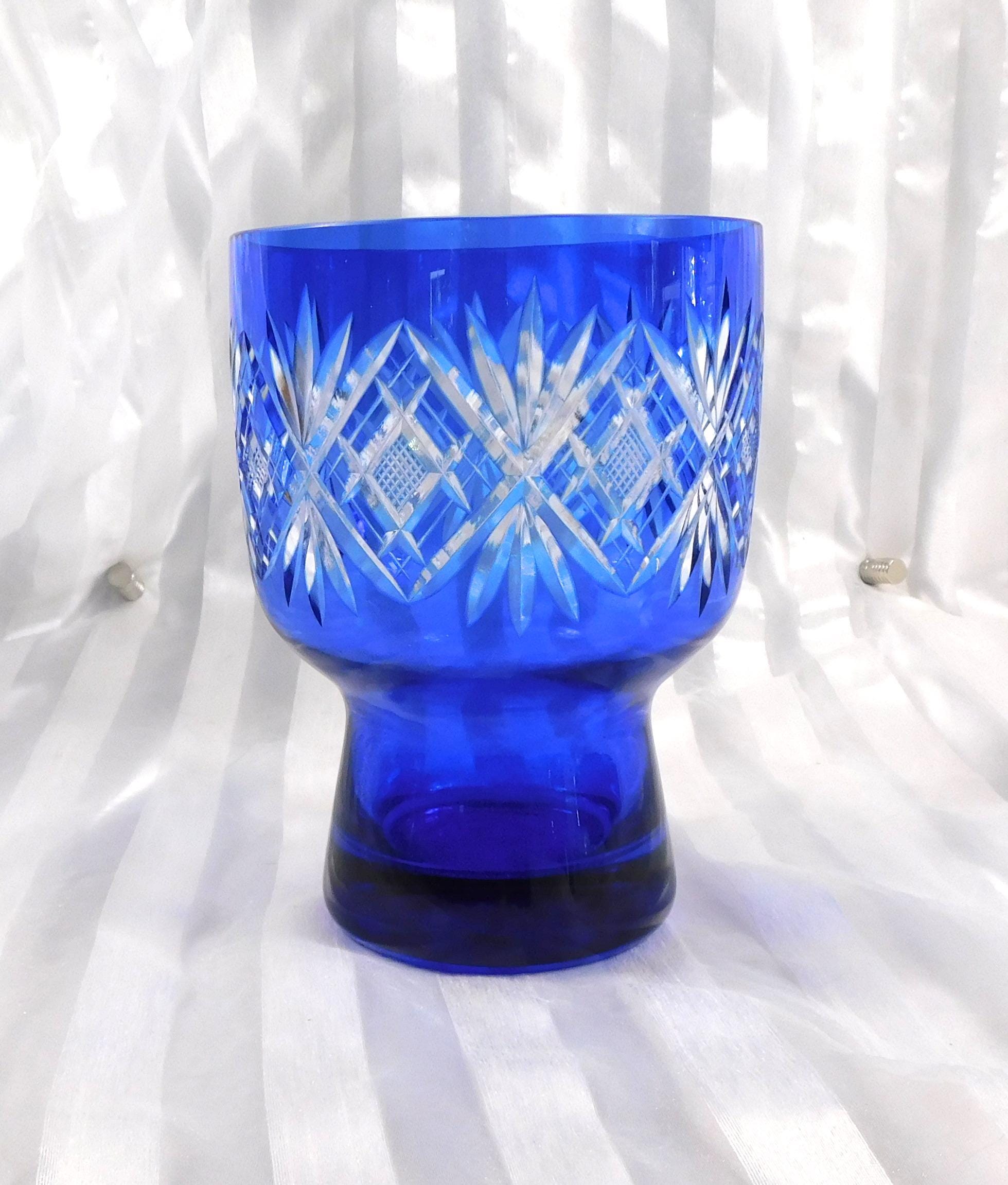 Blue Cut to Clear Vase or Bowl  # 27133