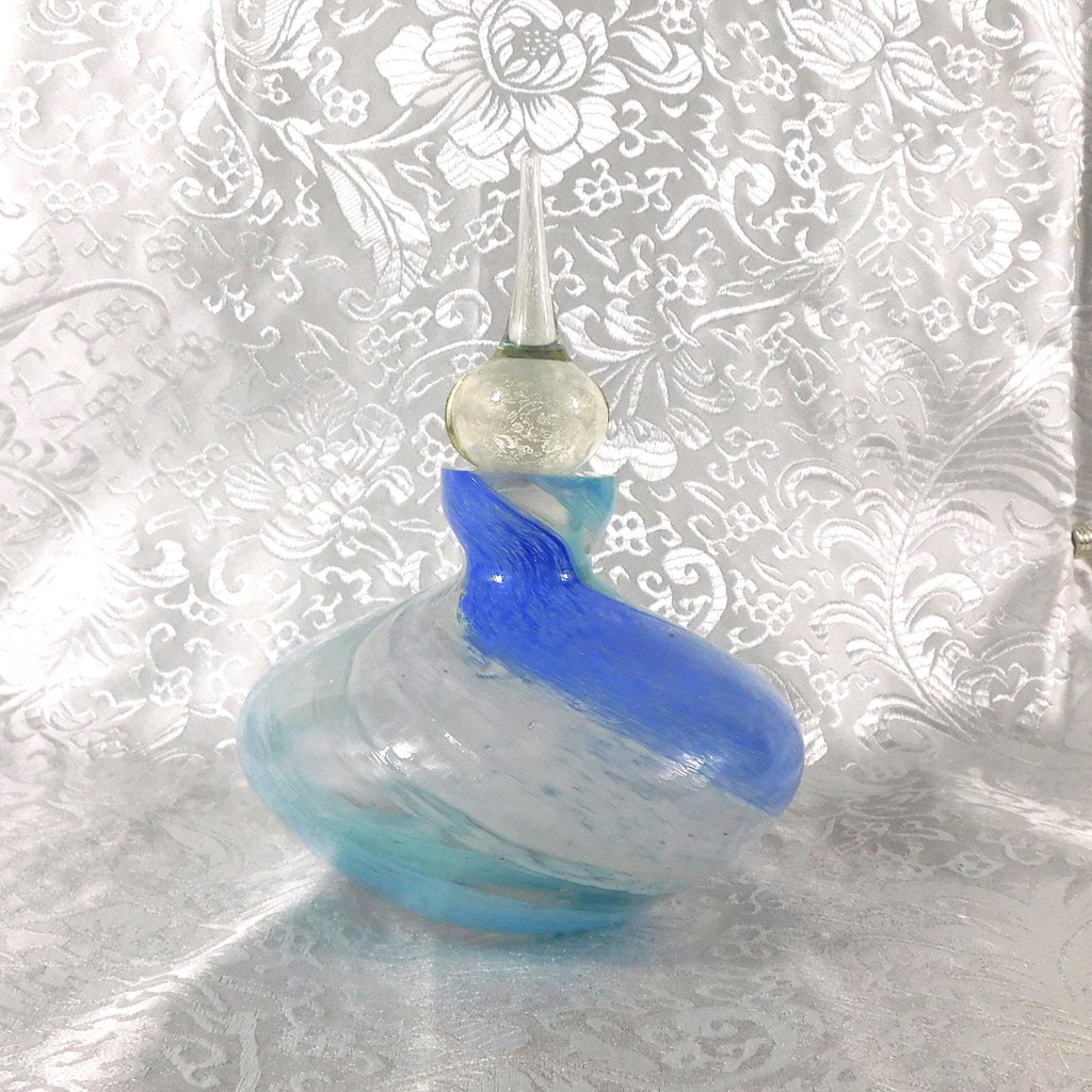 Blue White and Aqua Swirled Glass Perfume Bottle # 27244