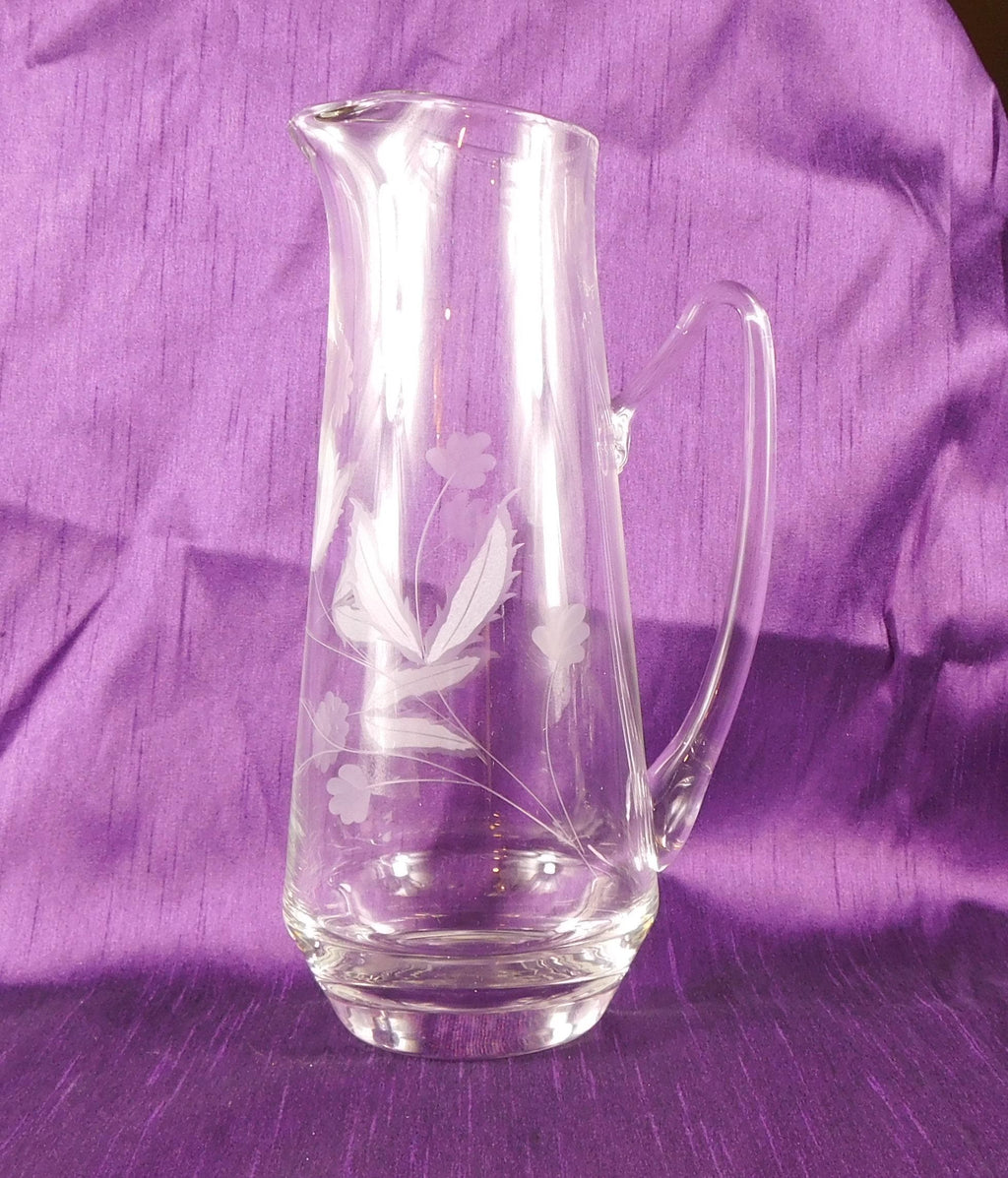 Clear Glass Drink Pitcher with Etched Design # 27236