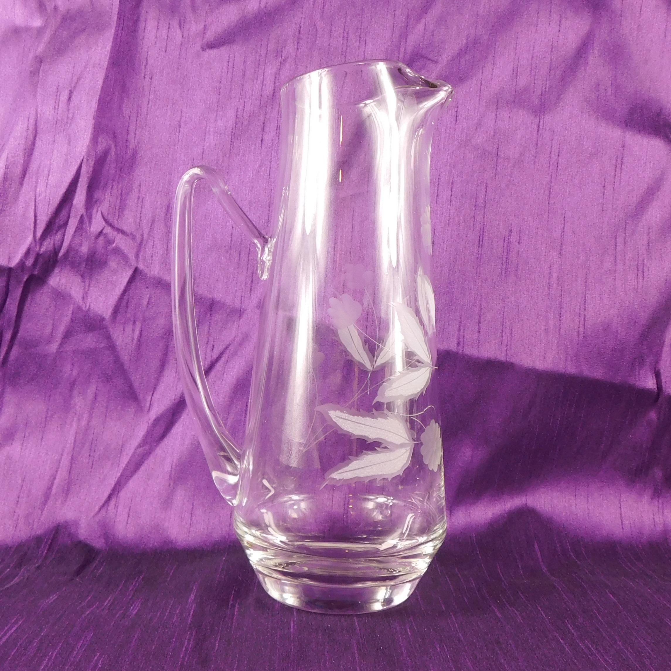 Clear Glass Drink Pitcher with Etched Design # 27236