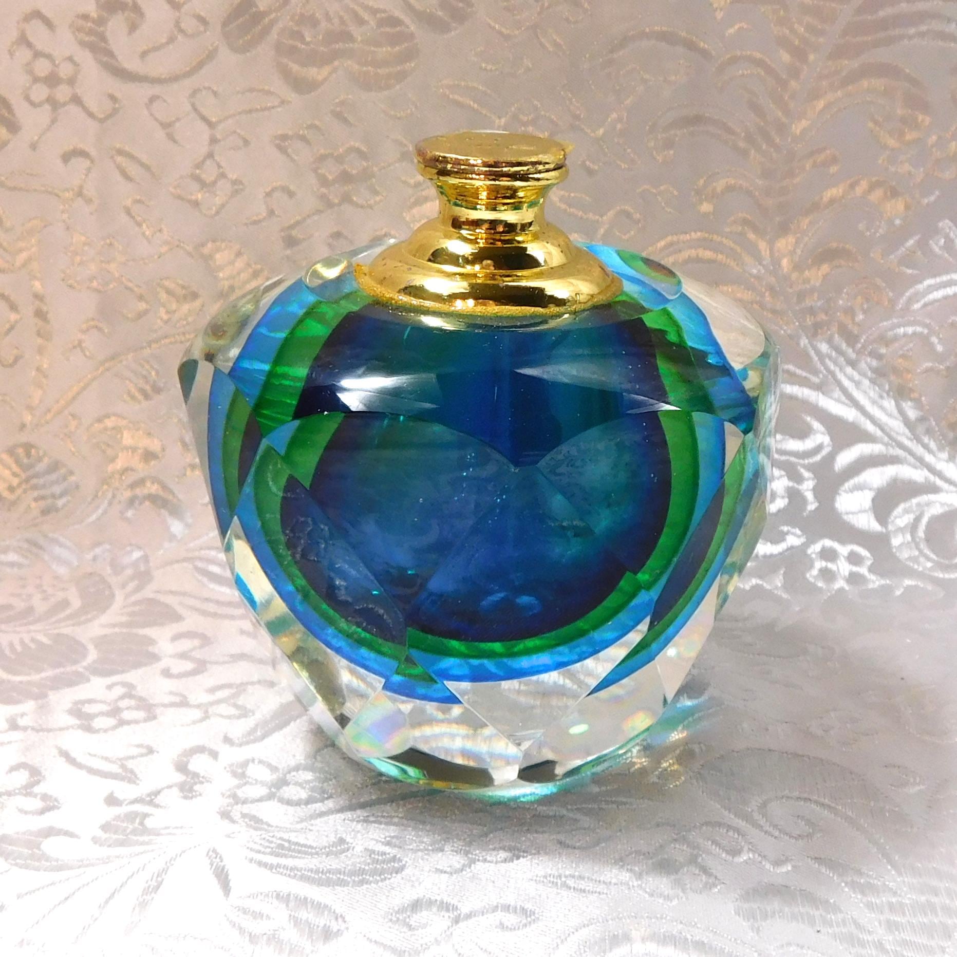 Blue and Green Art Glass Perfume Bottle # 27142