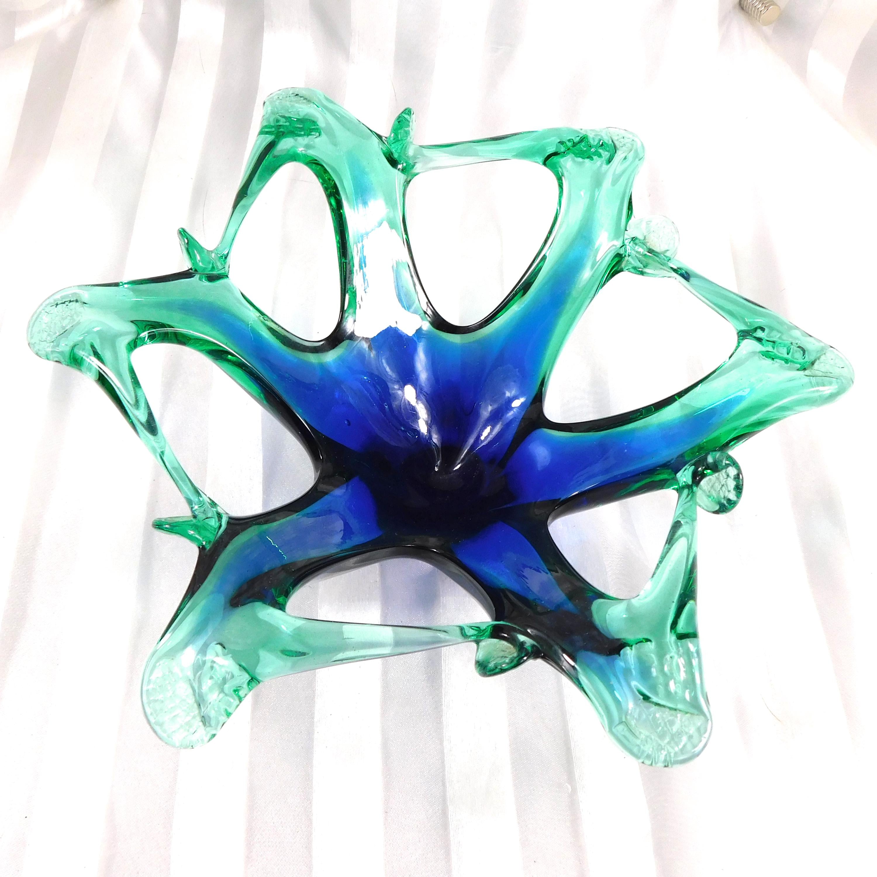 Blue and Green Art Glass Bowl # 27205
