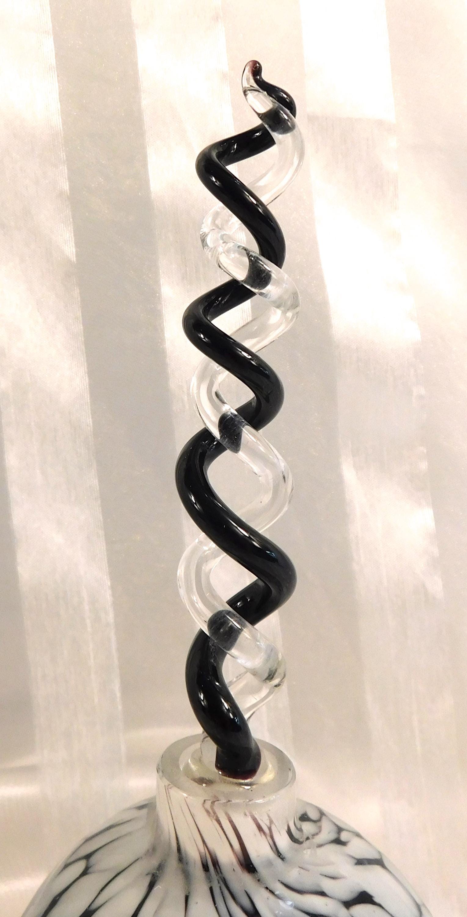 Black and White Swirl Perfume Bottle with Twisted Stopper # 26869