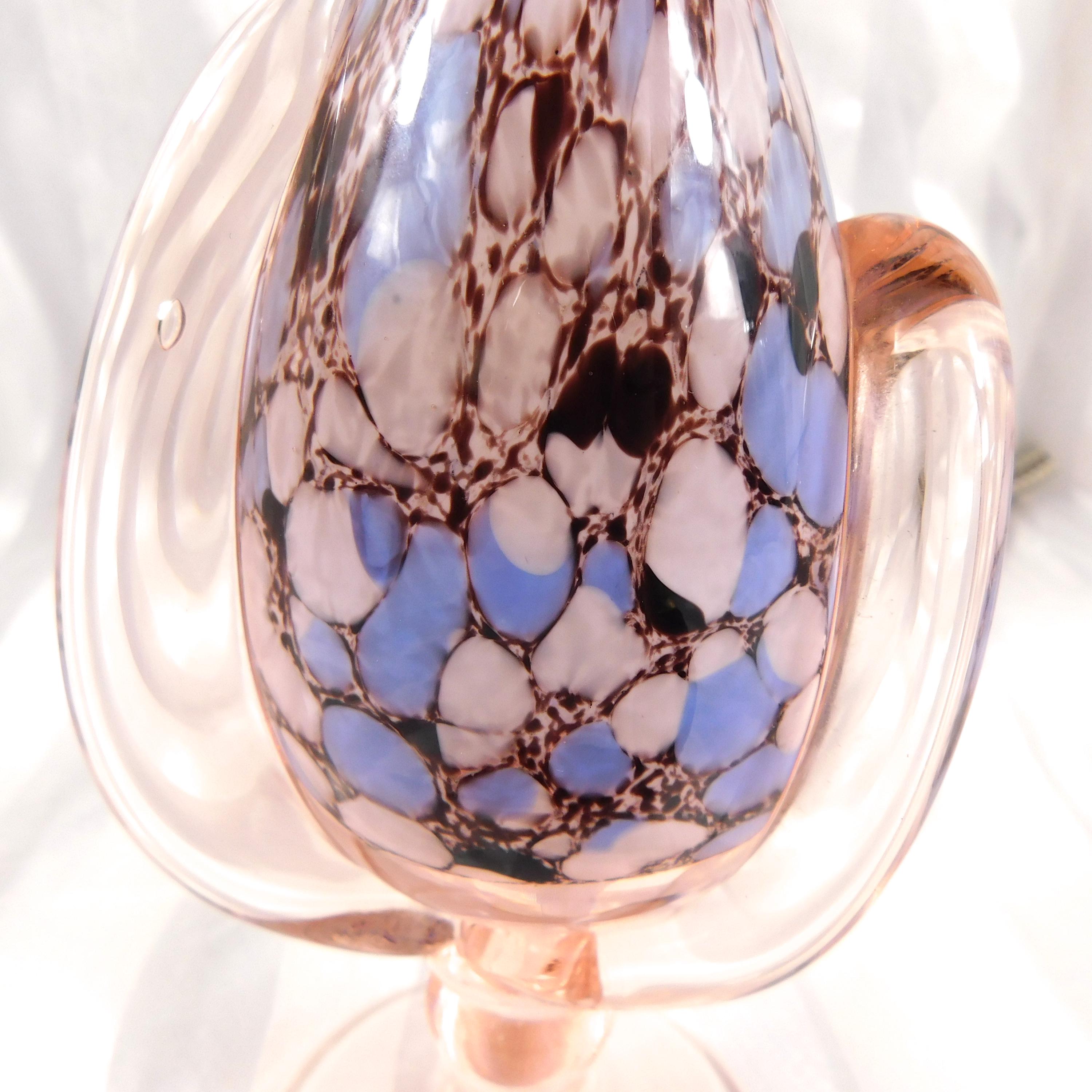 Blue Black and White Perfume Atomizer Cased in Pink Glass # 26977