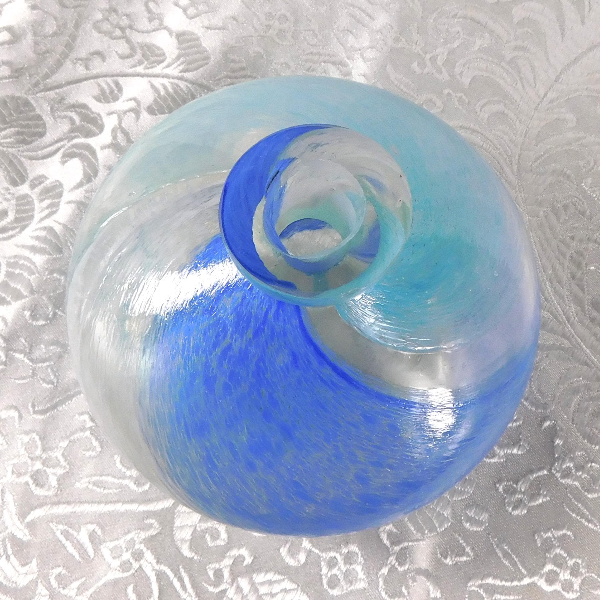 Blue White and Aqua Swirled Glass Perfume Bottle # 27244