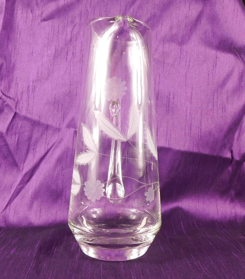 Clear Glass Drink Pitcher with Etched Design # 27236