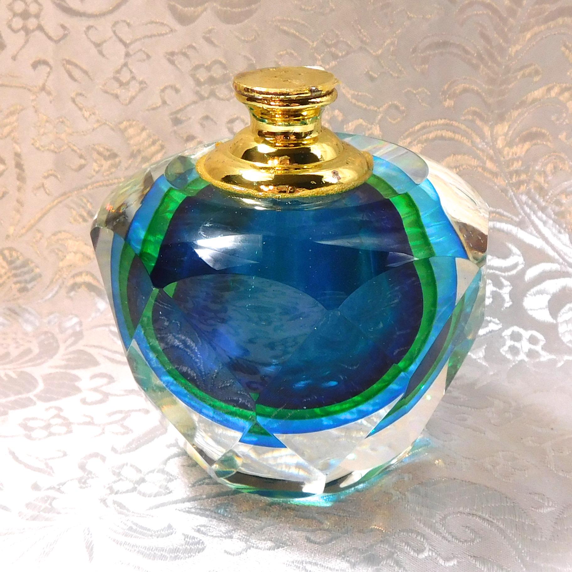 Blue and Green Art Glass Perfume Bottle # 27142