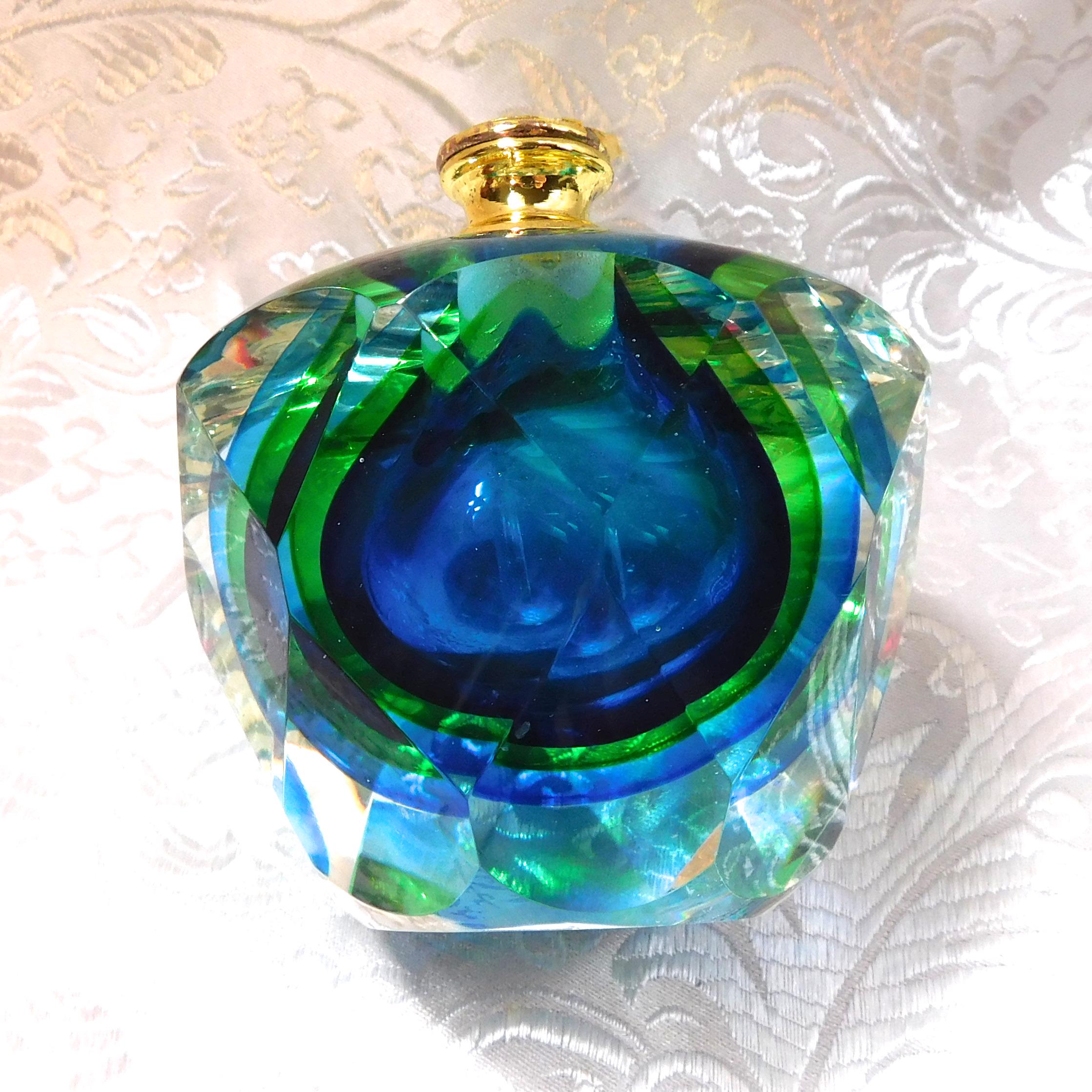 Blue and Green Art Glass Perfume Bottle # 27142