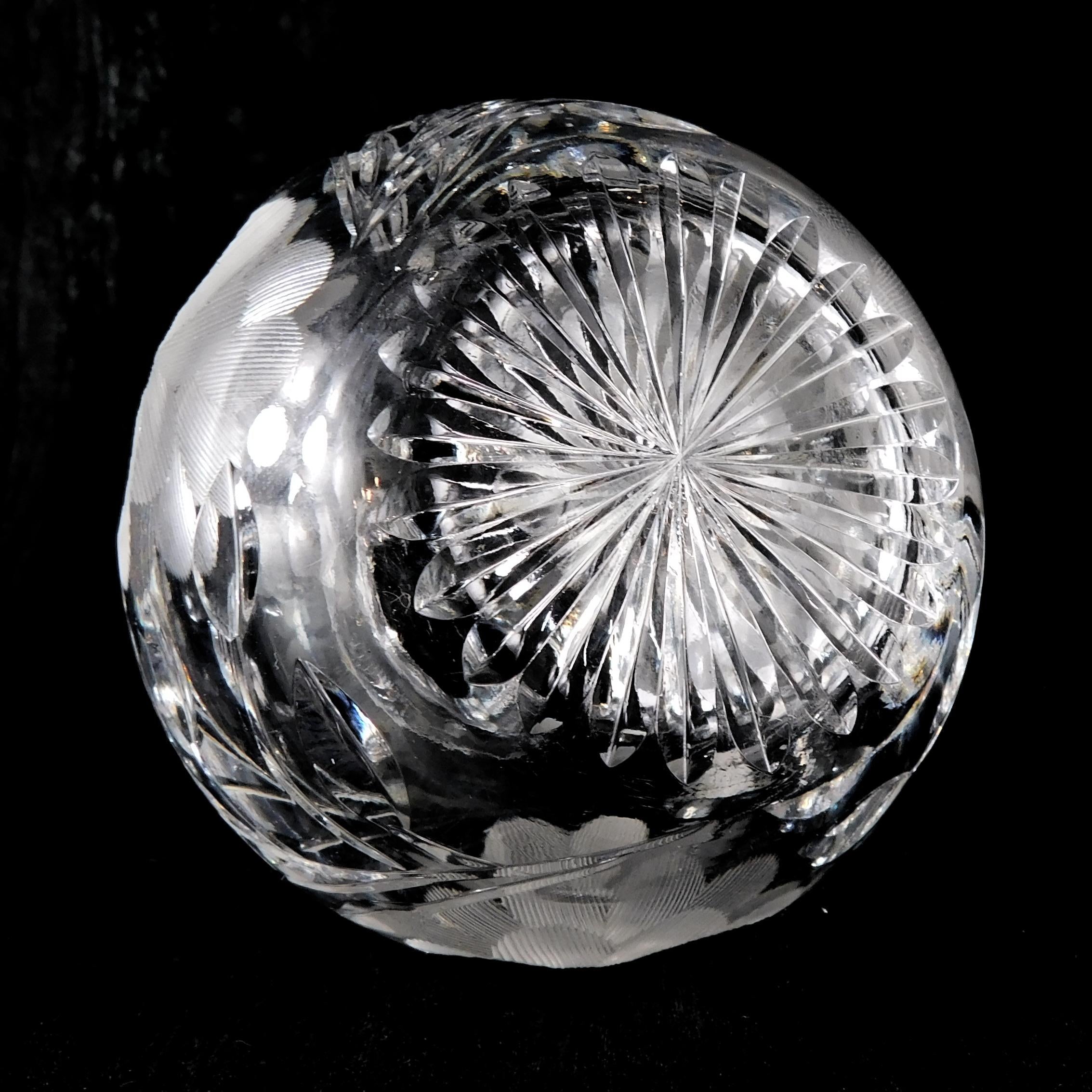 Clear Glass Perfume Bottle with Cut Flower Design # 27292