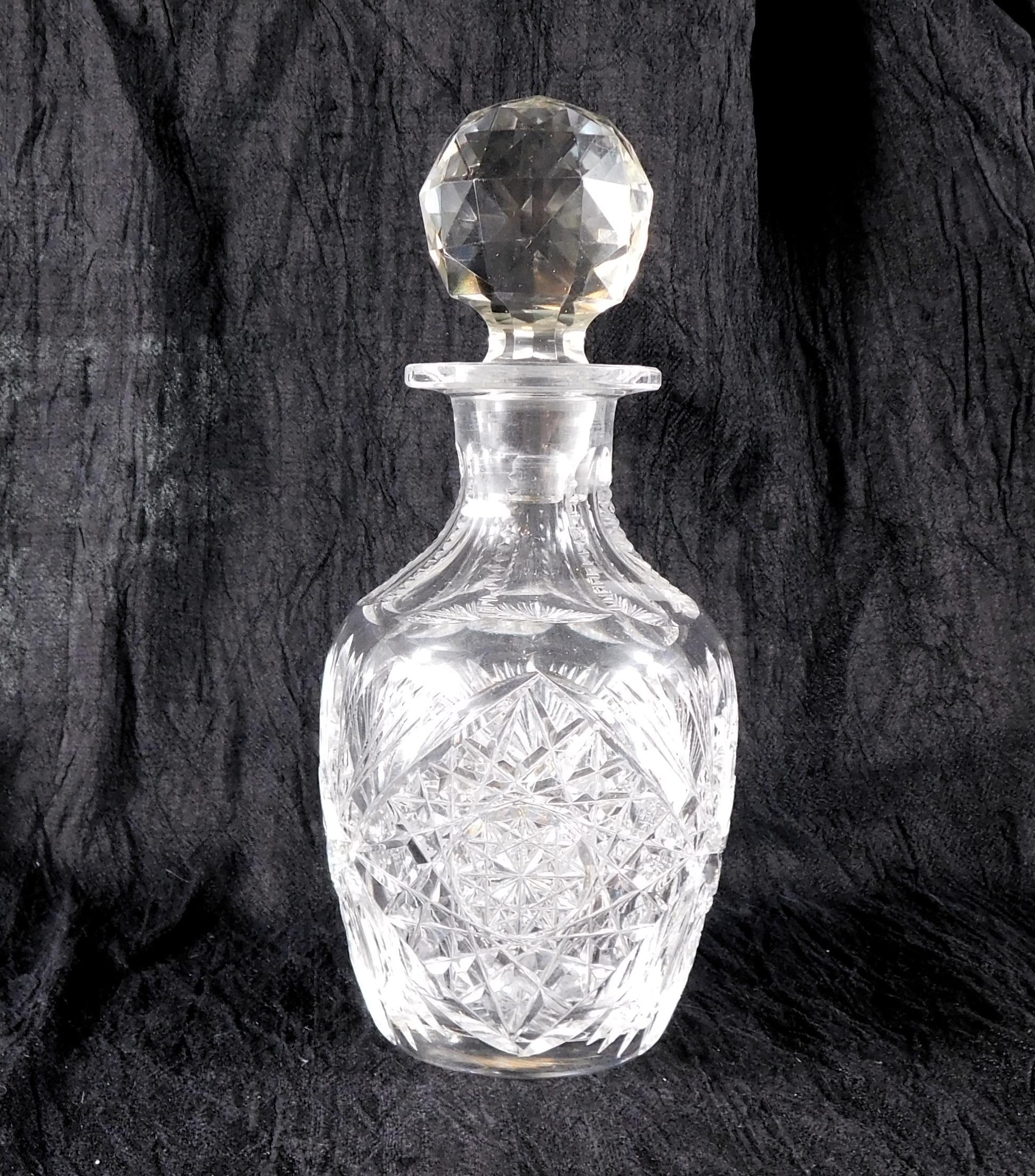 Clear Cut Glass Perfume Bottle with Star Design # 27290