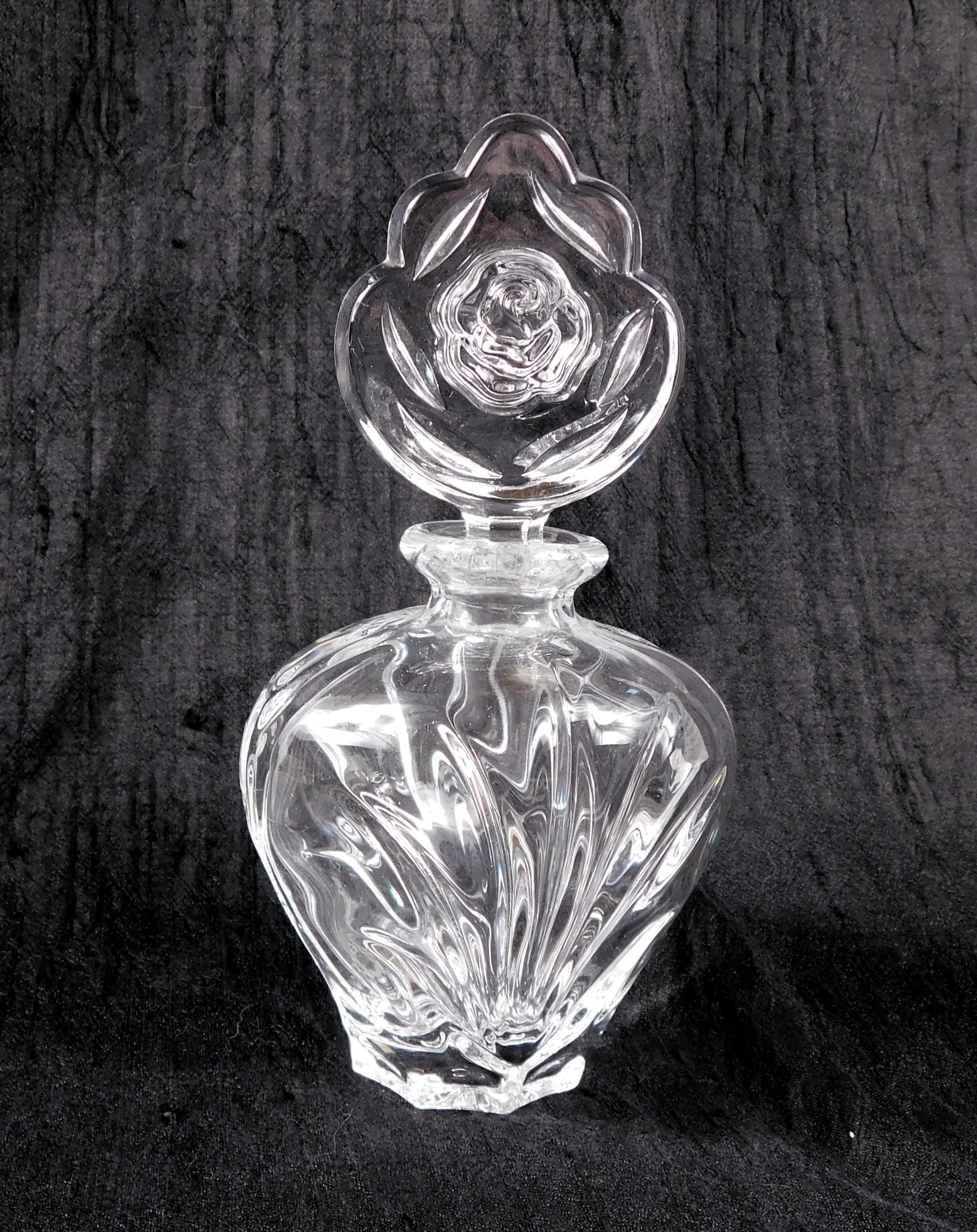 Clear Crystal Bohemia Perfume Bottle with Flower Shaped Stopper # 27201