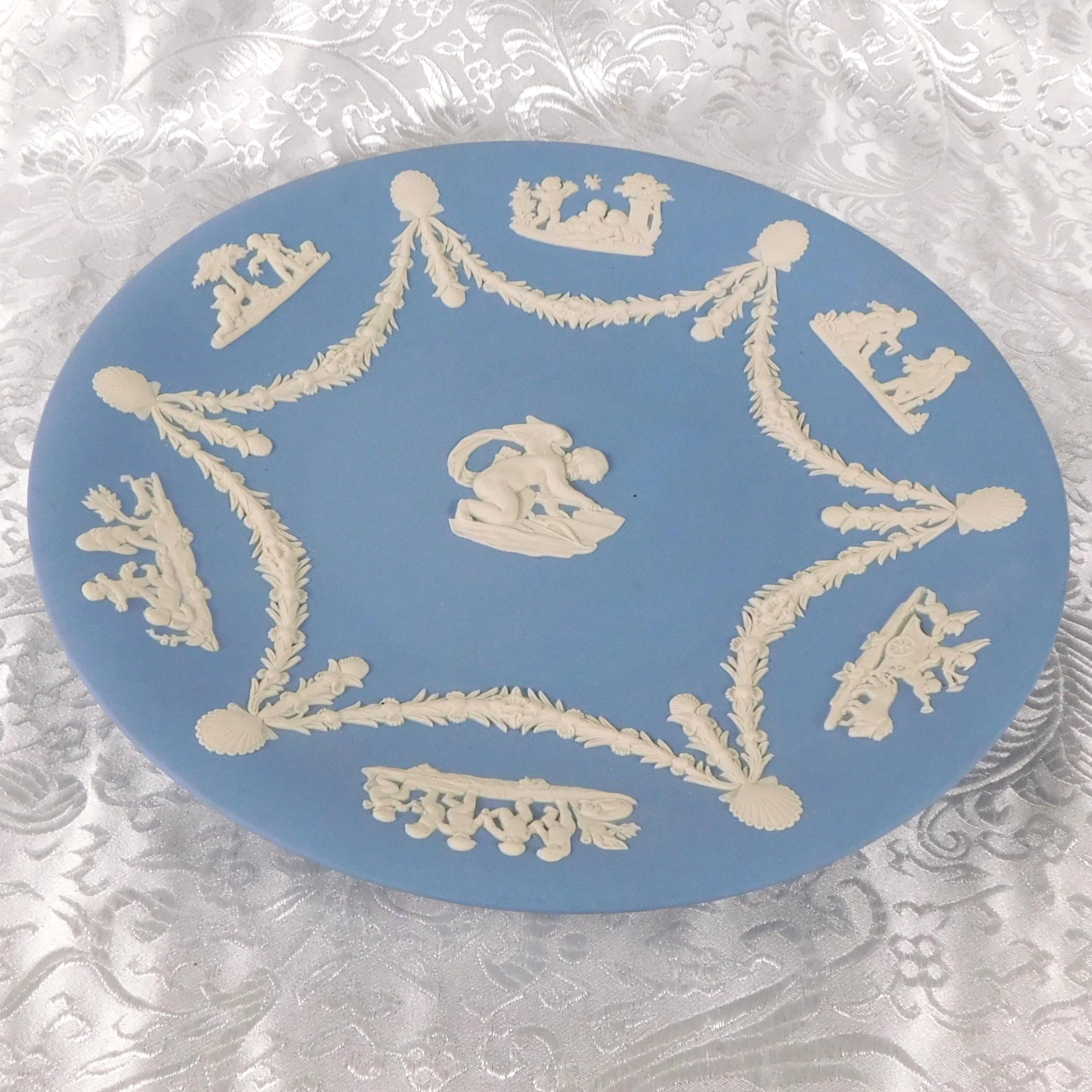Blue Wedgwwood Japserware Plate with Angel Center # 27288