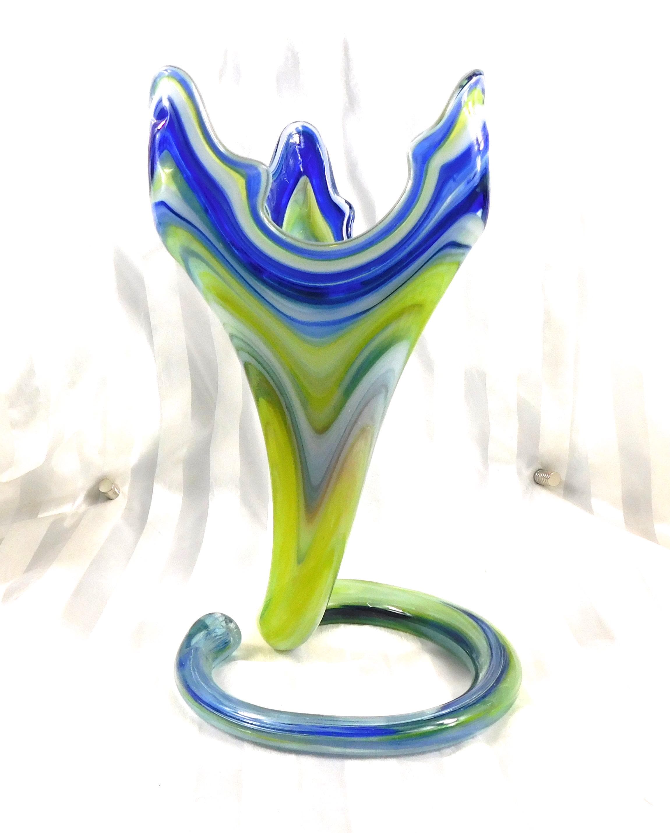Blue and Yelow Art Glass Vase # 27162