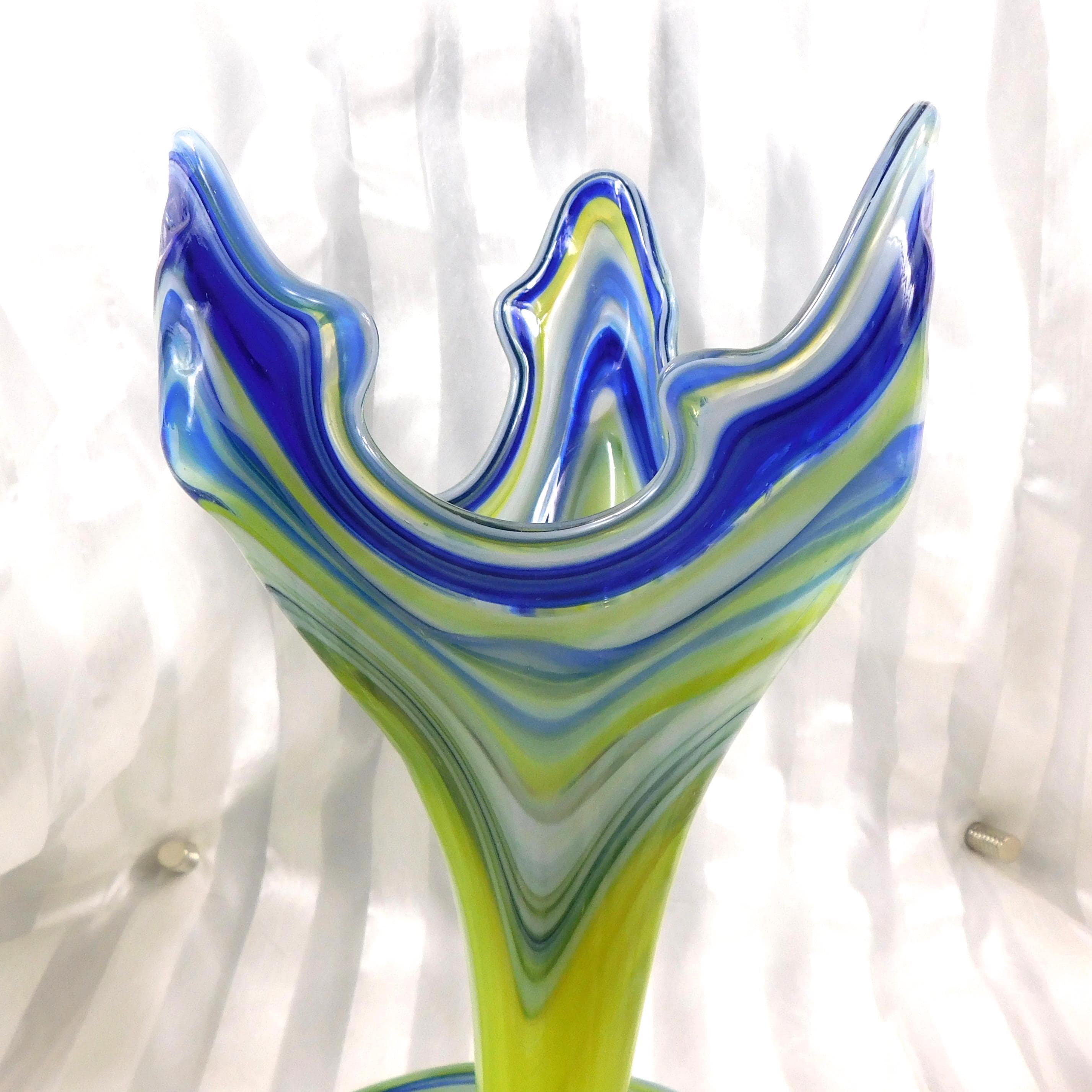 Blue and Yelow Art Glass Vase # 27162