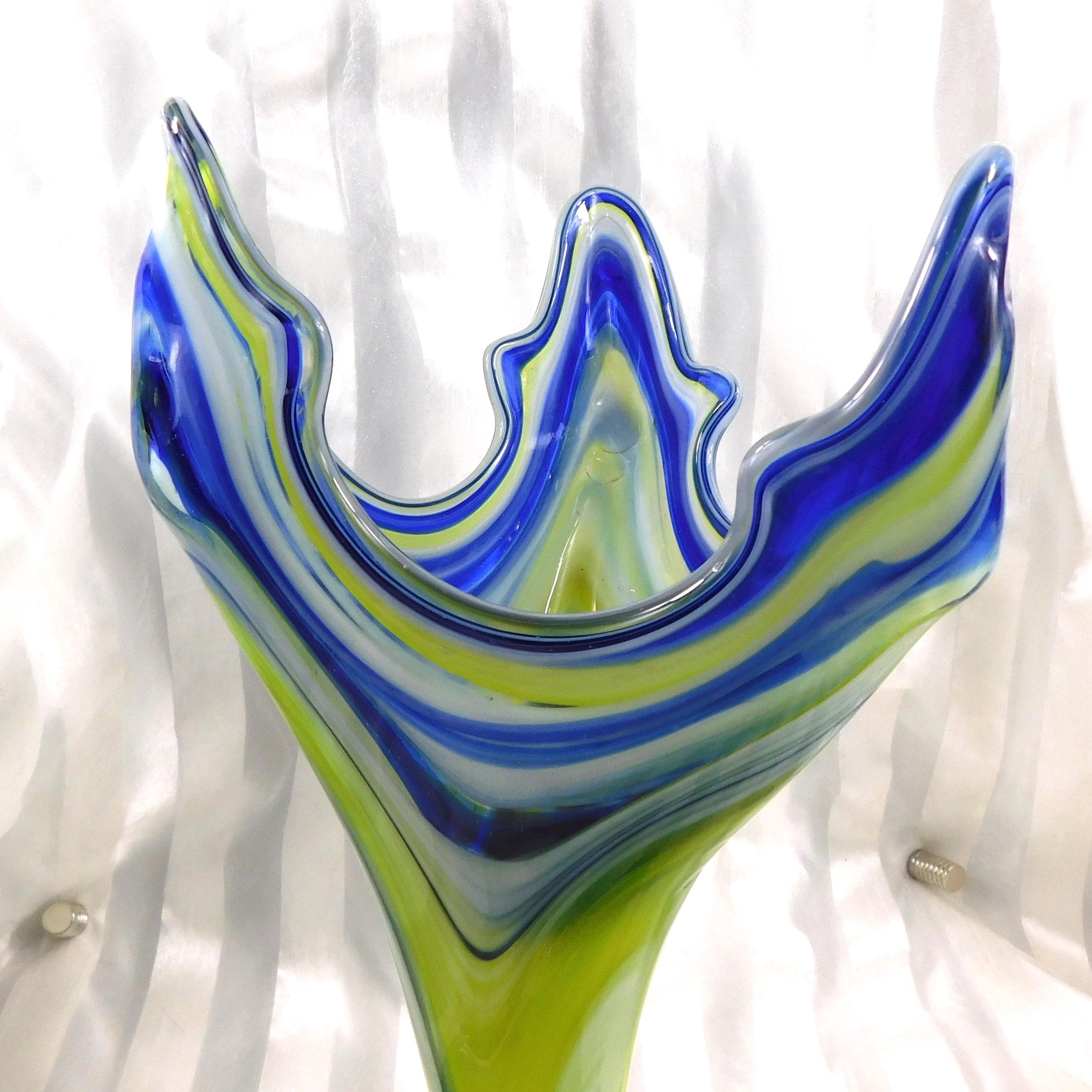 Blue and Yelow Art Glass Vase # 27162