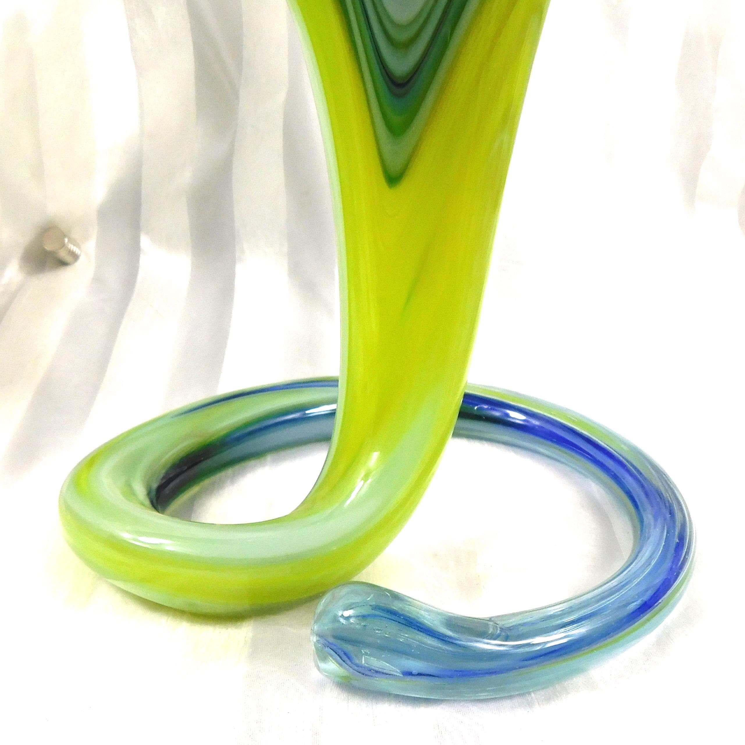 Blue and Yelow Art Glass Vase # 27162