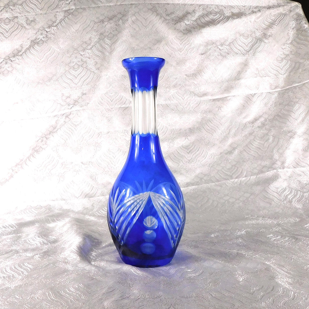 Blue Cut to Clear Glass Bottle or Decanter # 20453