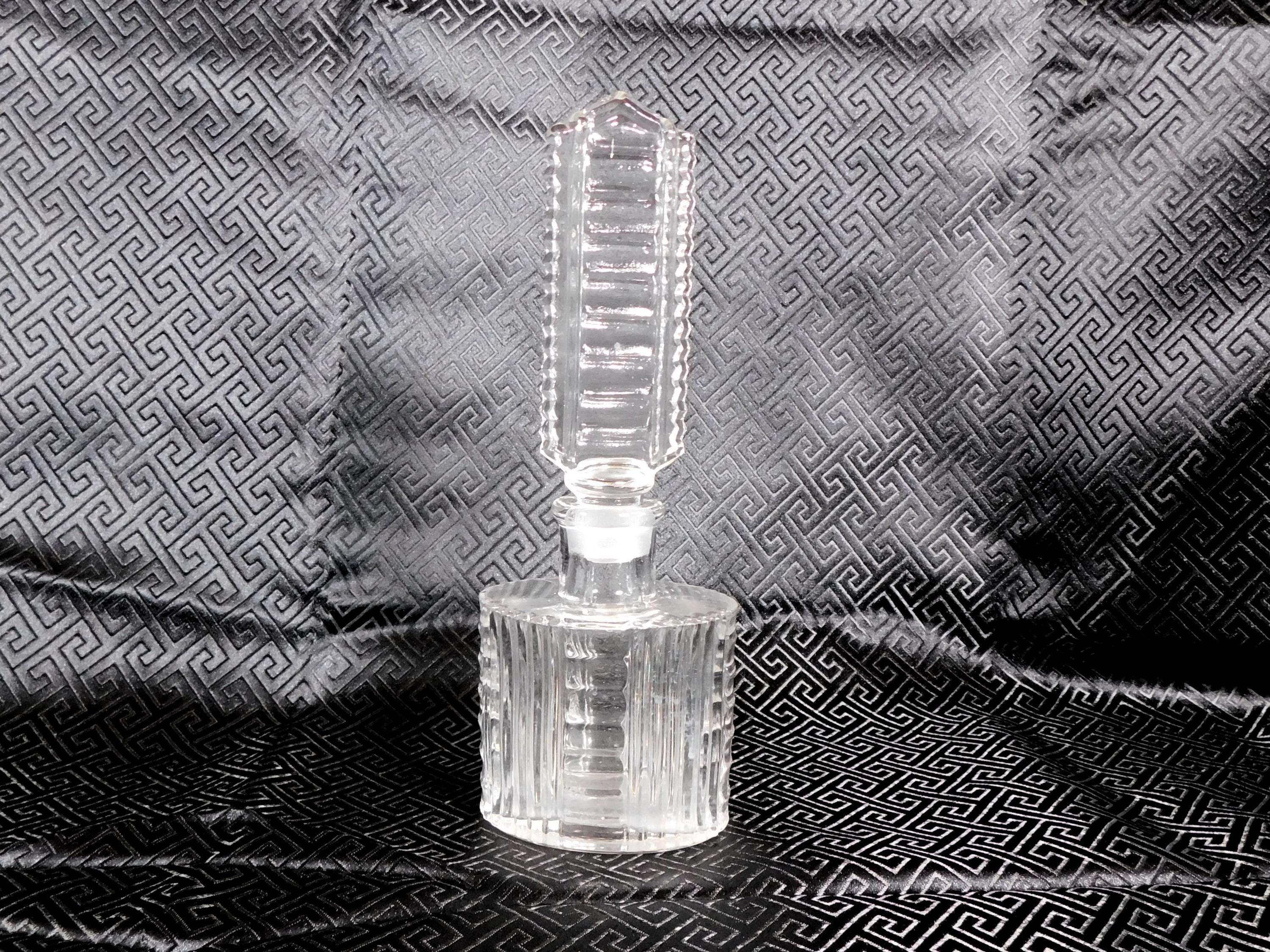 Clear Ridged Glass Perfume Bottle with Matching Stopper # 25439