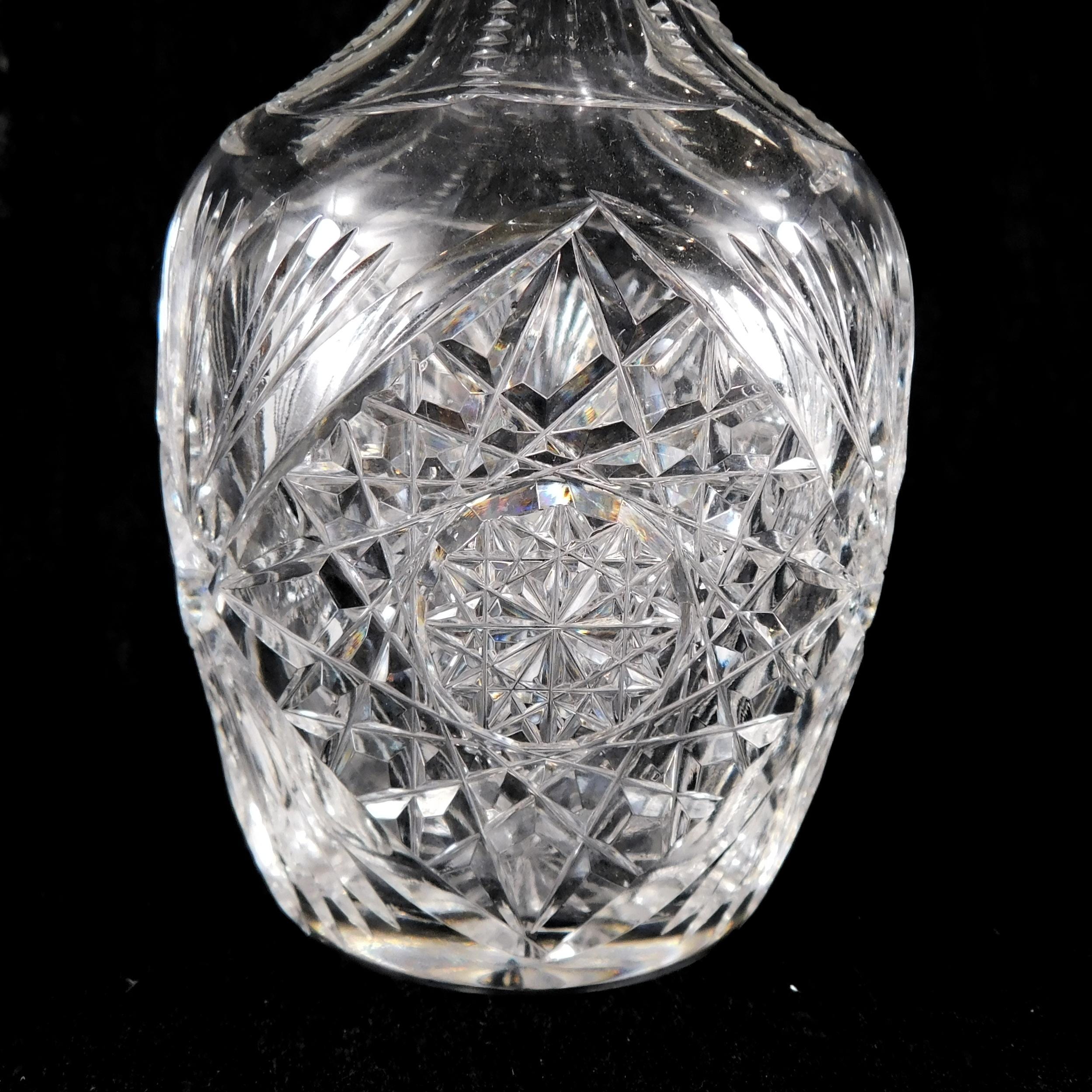 Clear Cut Glass Perfume Bottle with Star Design # 27290