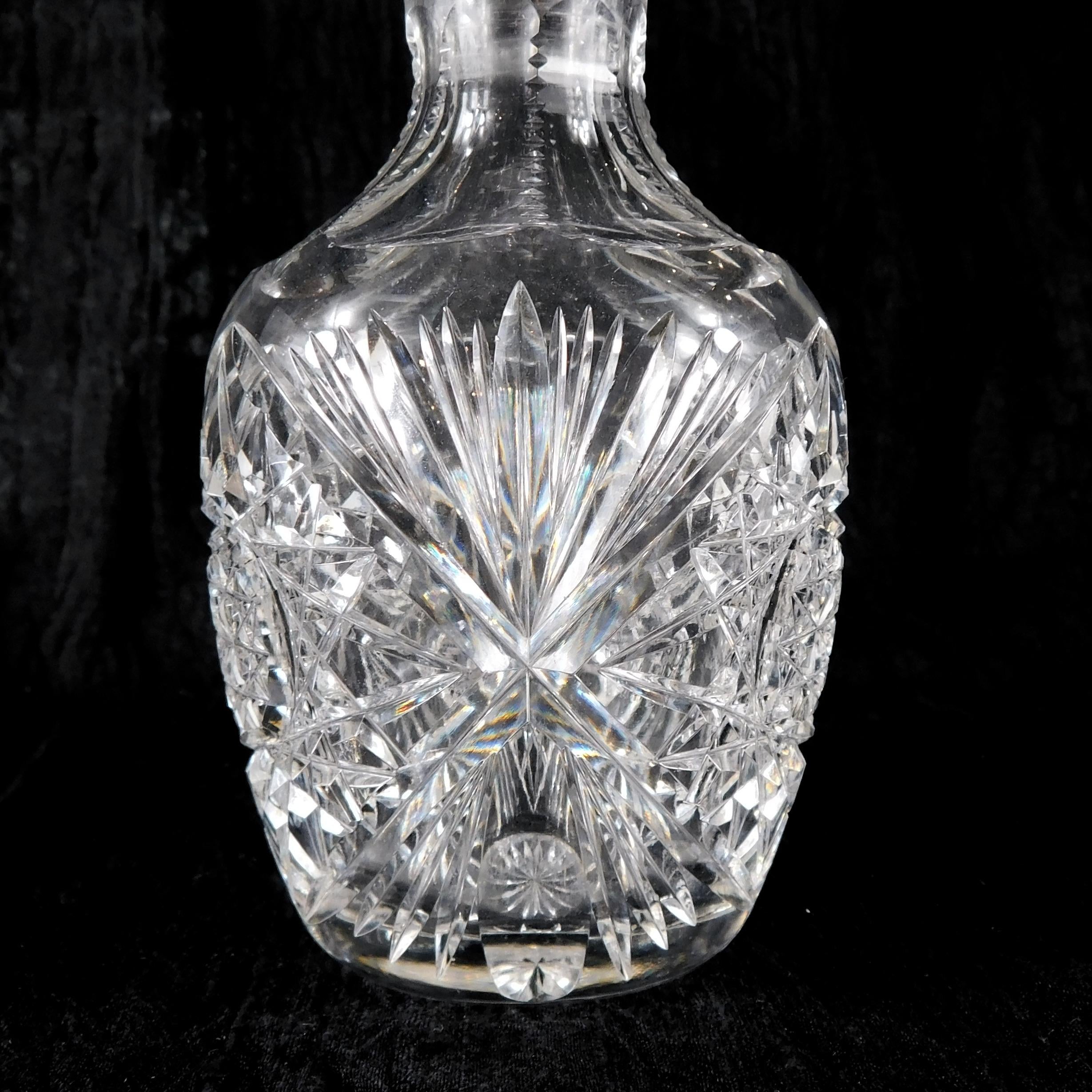 Clear Cut Glass Perfume Bottle with Star Design # 27290