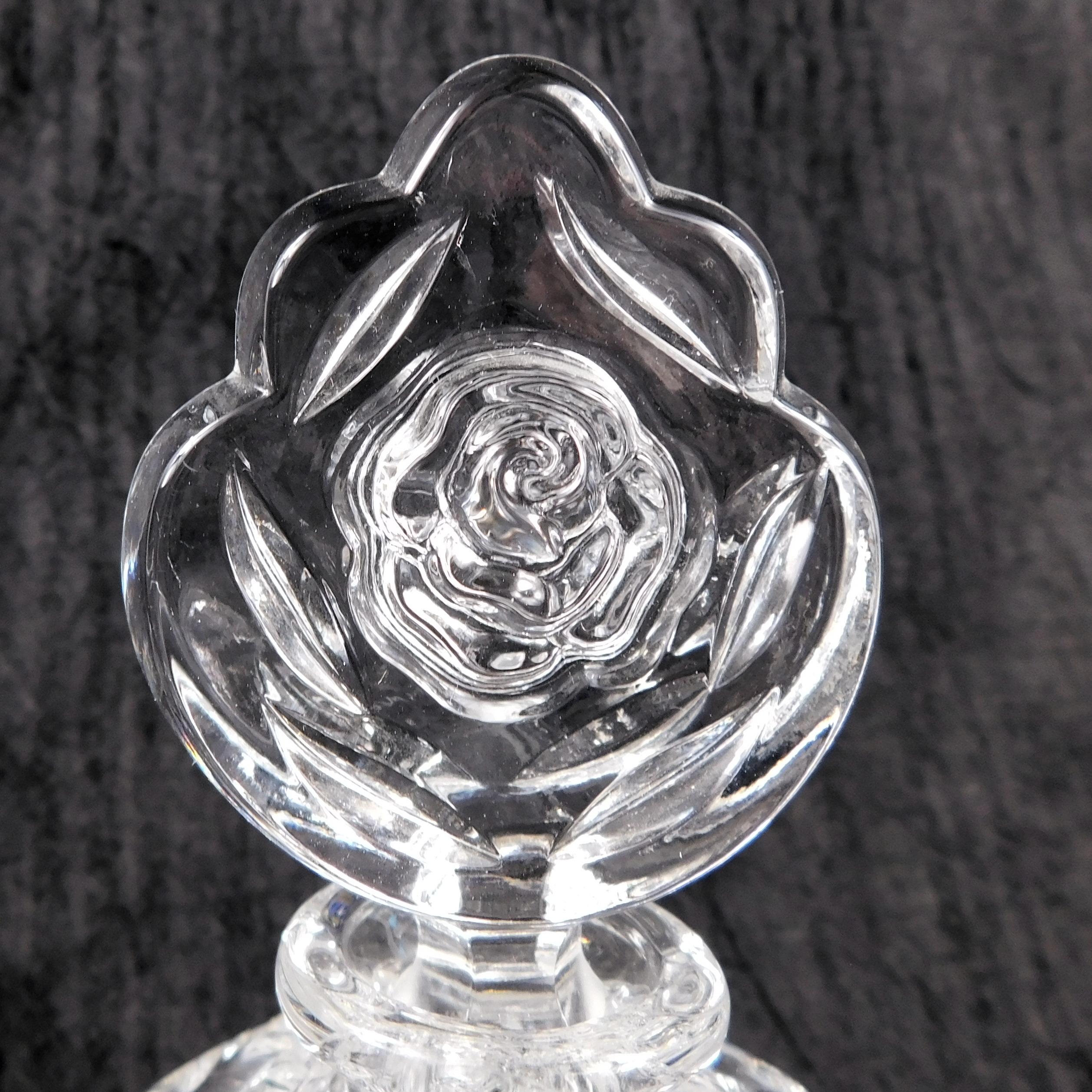 Clear Crystal Bohemia Perfume Bottle with Flower Shaped Stopper # 27201