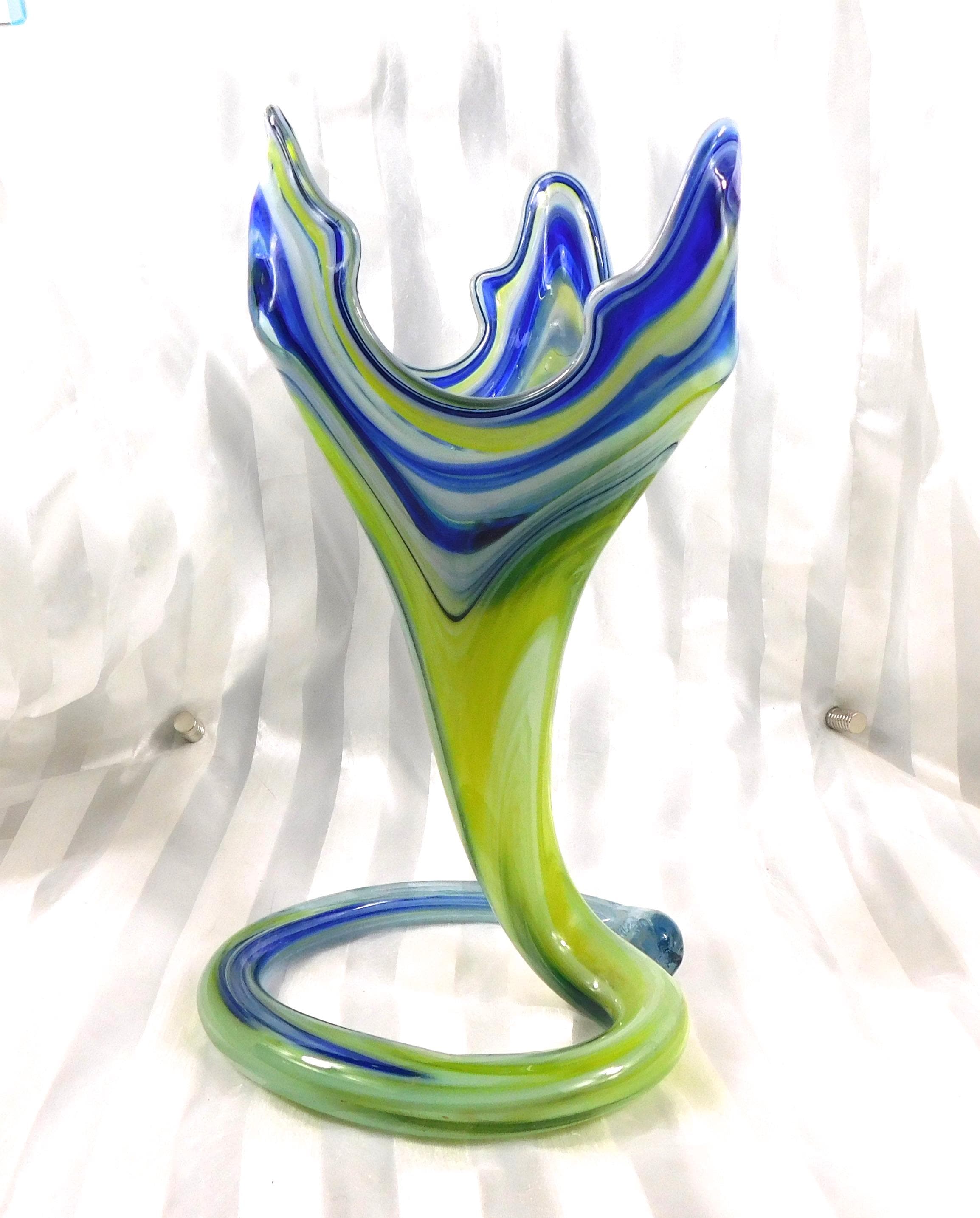 Blue and Yelow Art Glass Vase # 27162