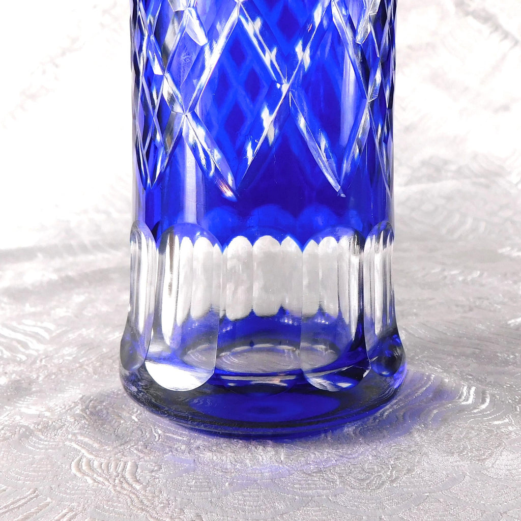 Blue Cut to Clear Glass Vase # 27383